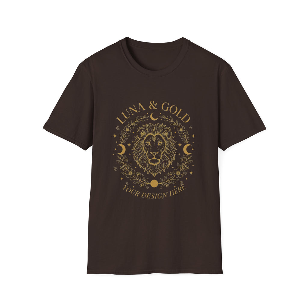 Luna & Gold Lion Moon T-Shirt — Celestial Zodiac Leo Graphic Tee