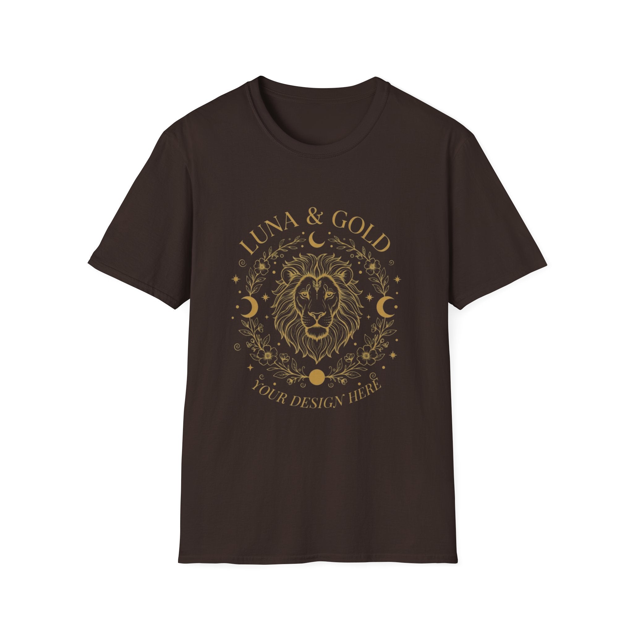 Luna & Gold Lion Moon T-Shirt — Celestial Zodiac Leo Graphic Tee