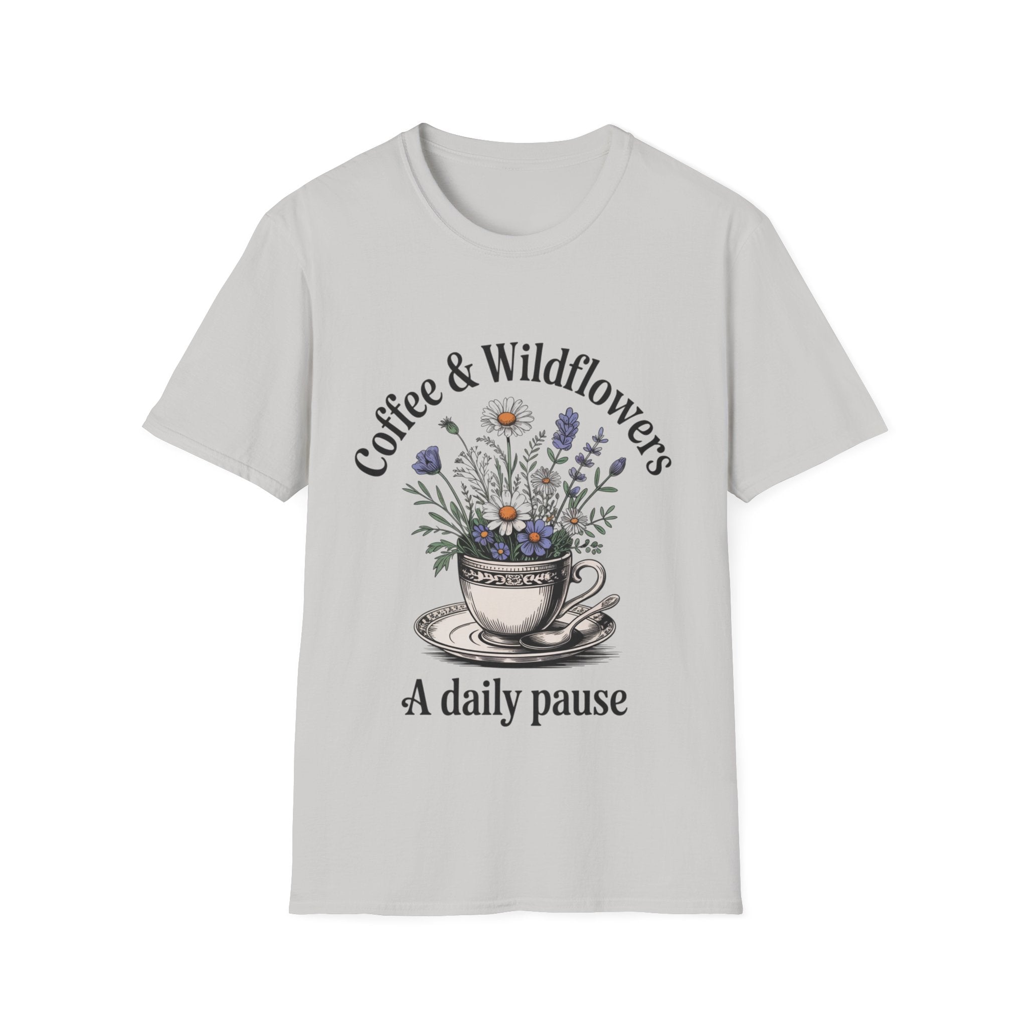 Cute Coffee Lover Floral T-Shirt – Coffee & Wildflowers Design
