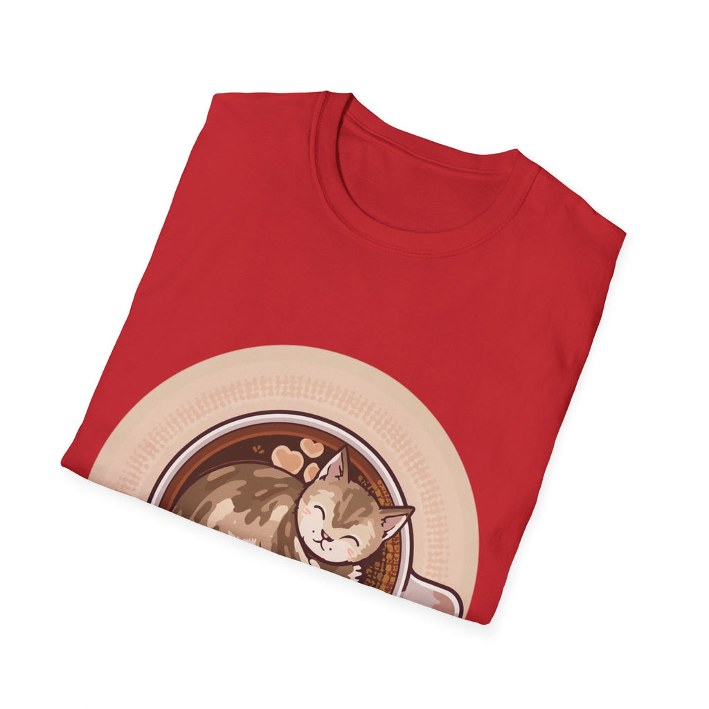 Cat in Coffee Cup T-Shirt — Cute Latte Cat Tee for Cat Lovers & Coffee Fans