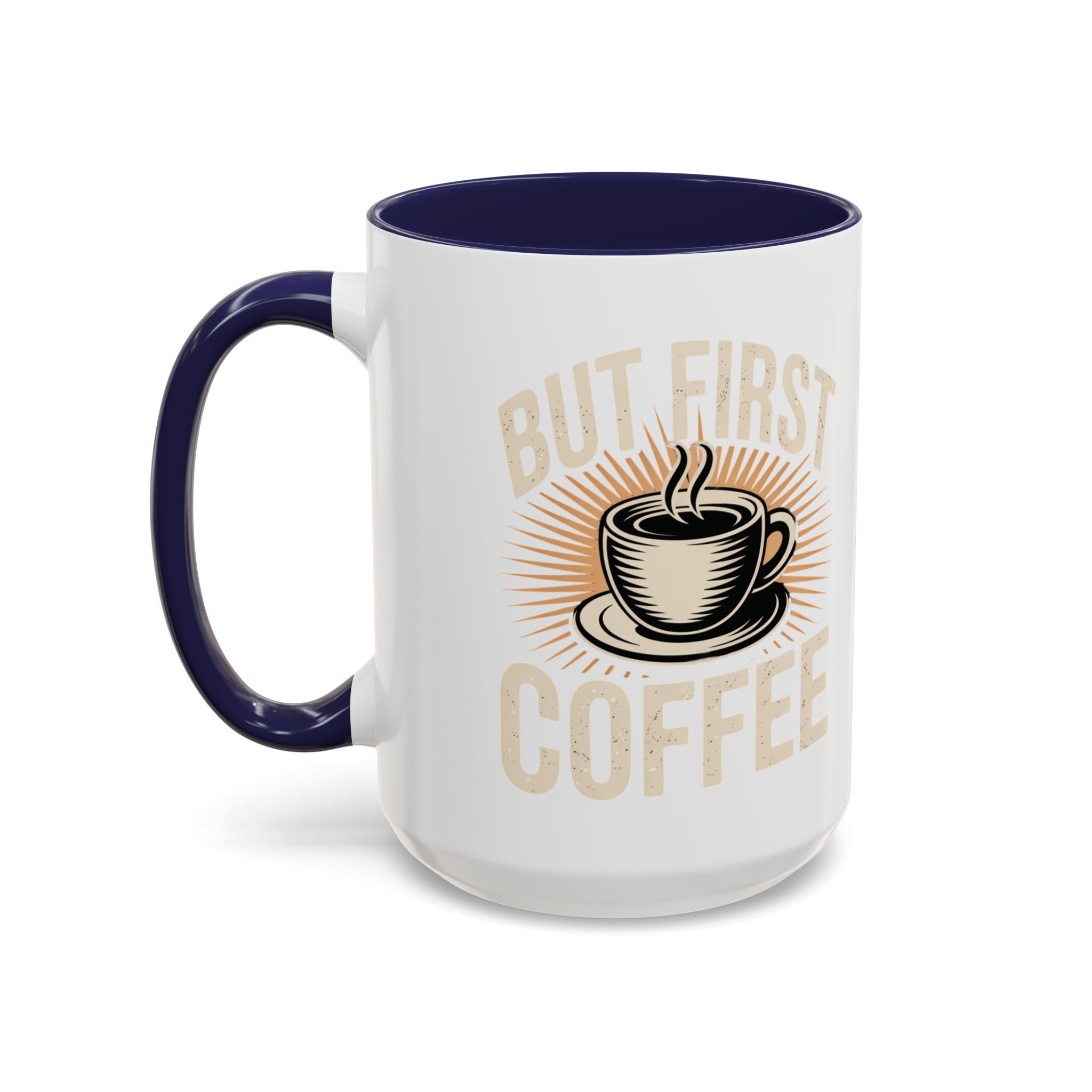 But First Coffee Accent Mug - Retro Coffee Cup 11/15oz