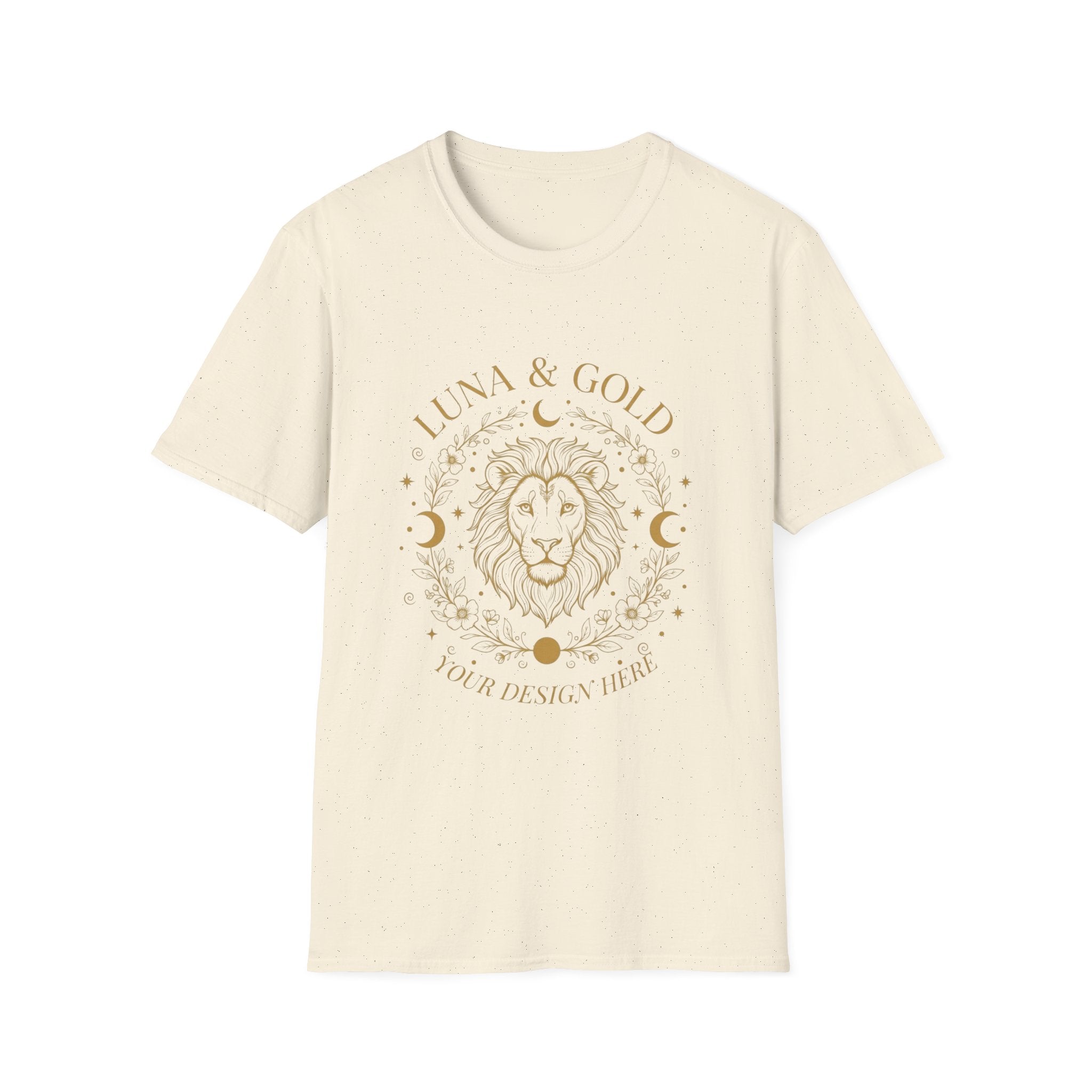 Luna & Gold Lion Moon T-Shirt — Celestial Zodiac Leo Graphic Tee