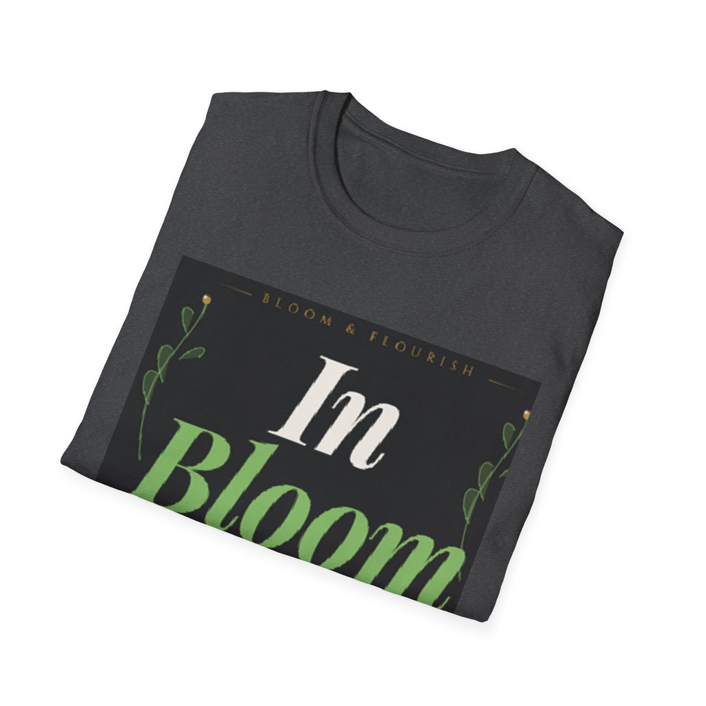 In Bloom T-Shirt — Botanical Graphic Tee with Green Lettering