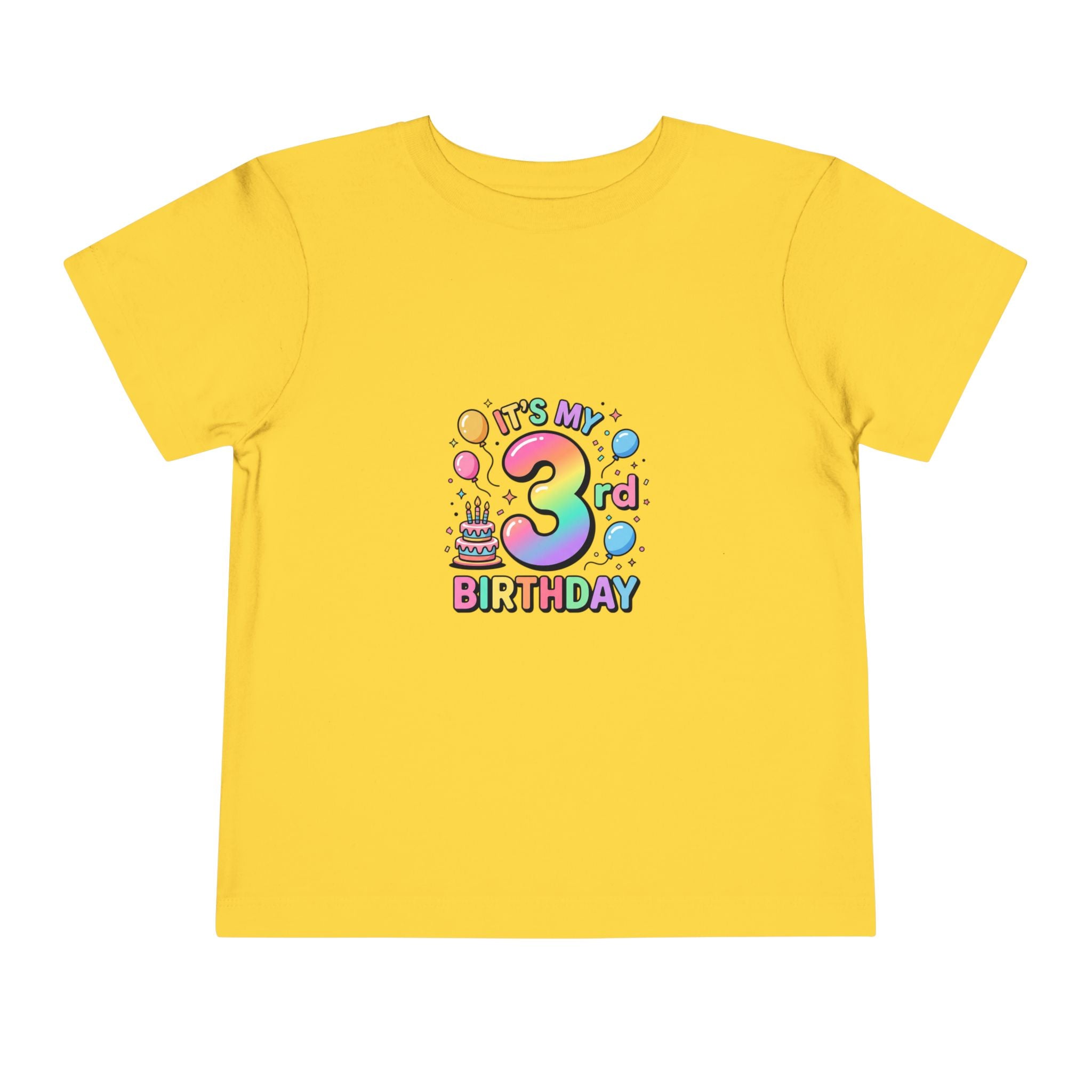 3rd Birthday Toddler Tee — "It's My 3rd Birthday" Colorful Party Shirt