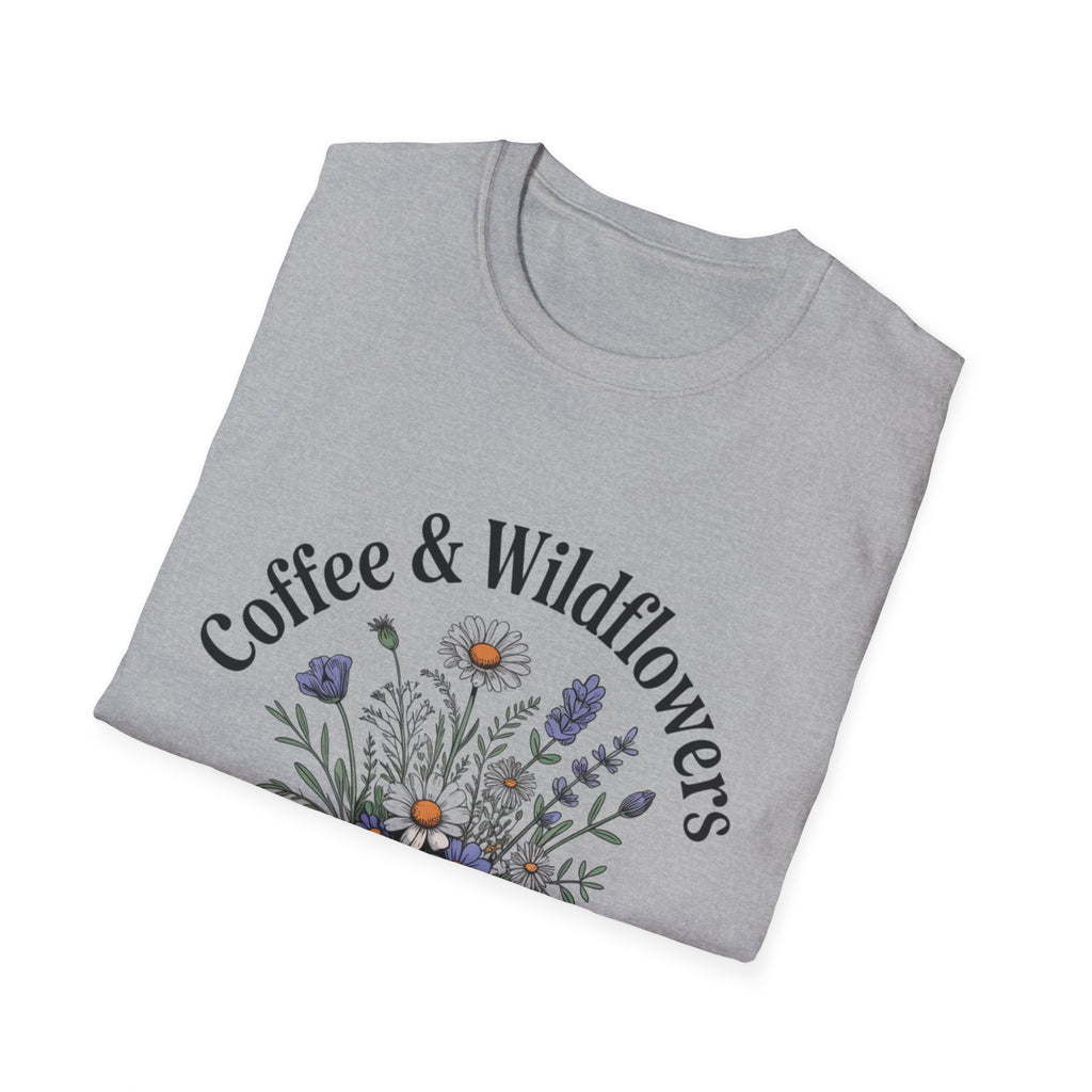 Cute Coffee Lover Floral T-Shirt – Coffee & Wildflowers Design