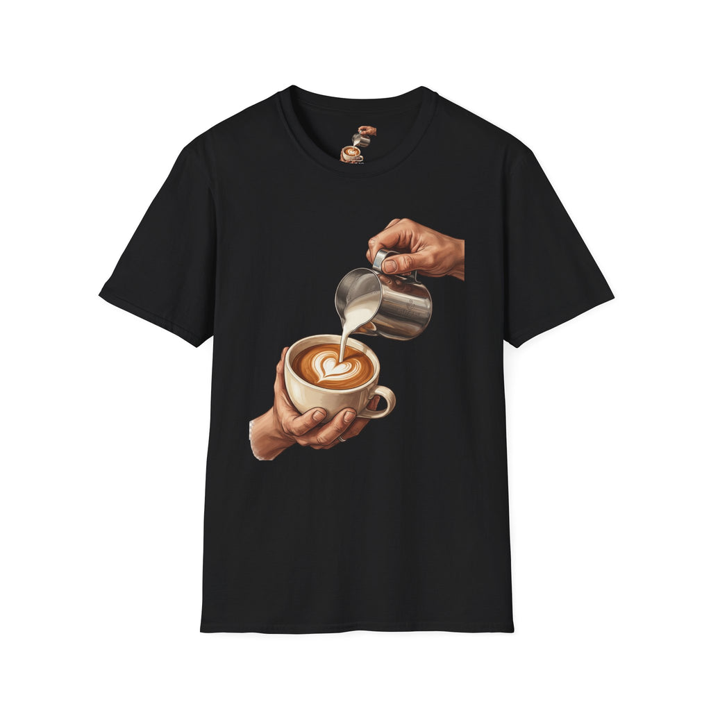 Coffee Lover Latte Art T-Shirt – Stylish Barista Coffee Graphic Tee for Men & Women