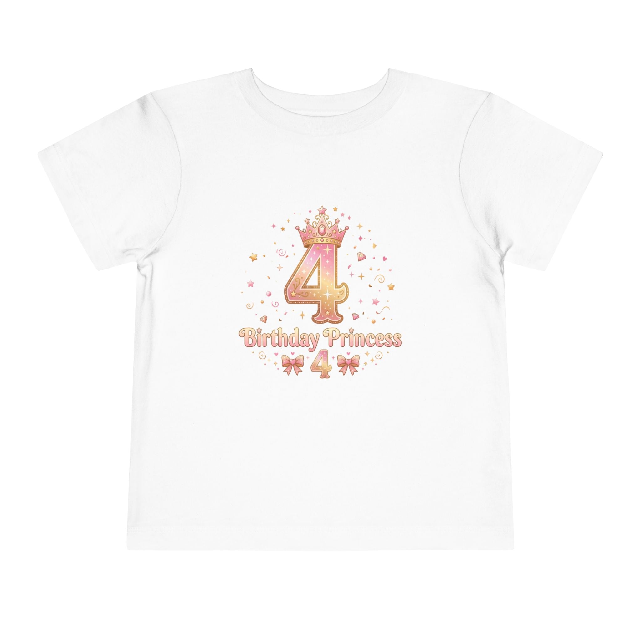 Cute Girl's T-Shirt - 4th Birthday Pink Princess Gold Crown i-Blend T-Shirt