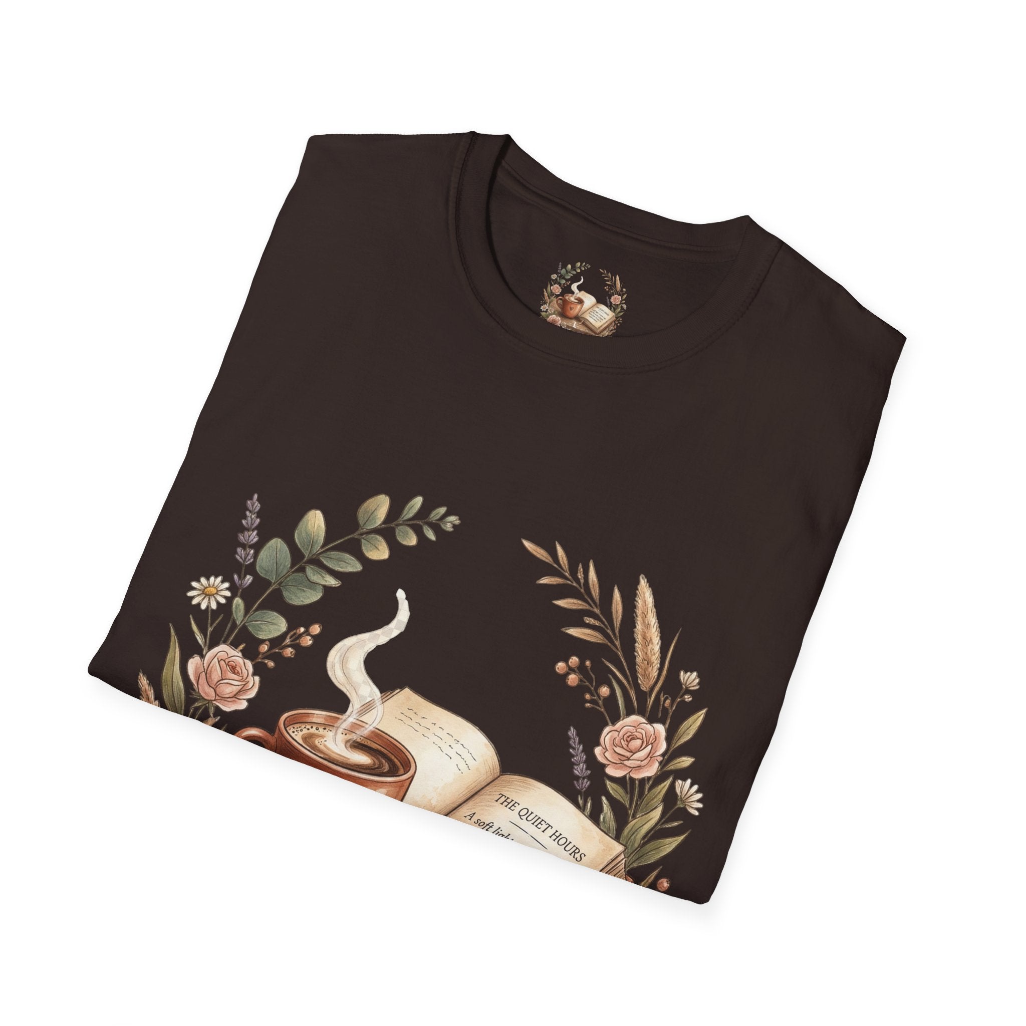 Coffee & Books Aesthetic T-Shirt – Vintage Floral Reading Lover Gift