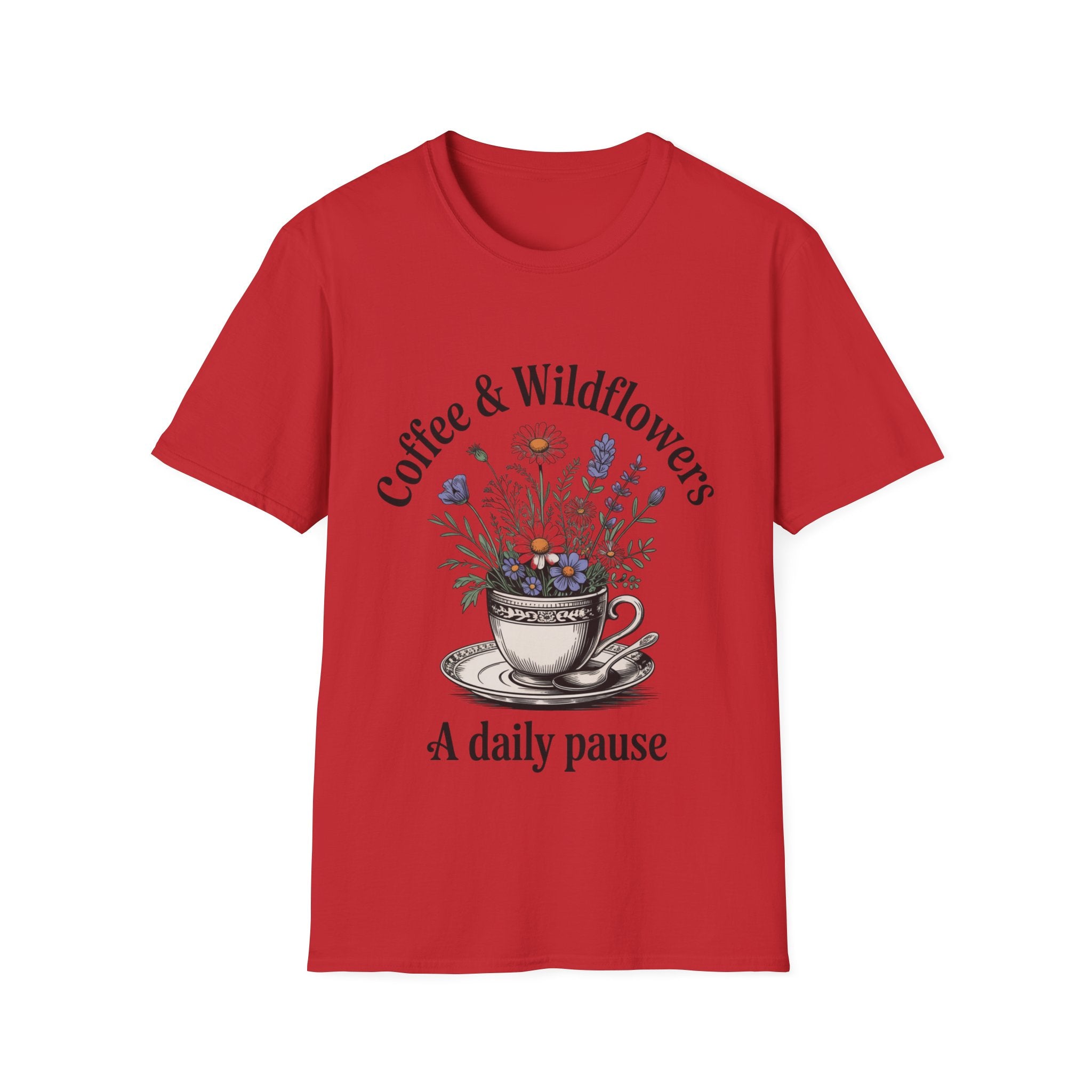 Cute Coffee Lover Floral T-Shirt – Coffee & Wildflowers Design