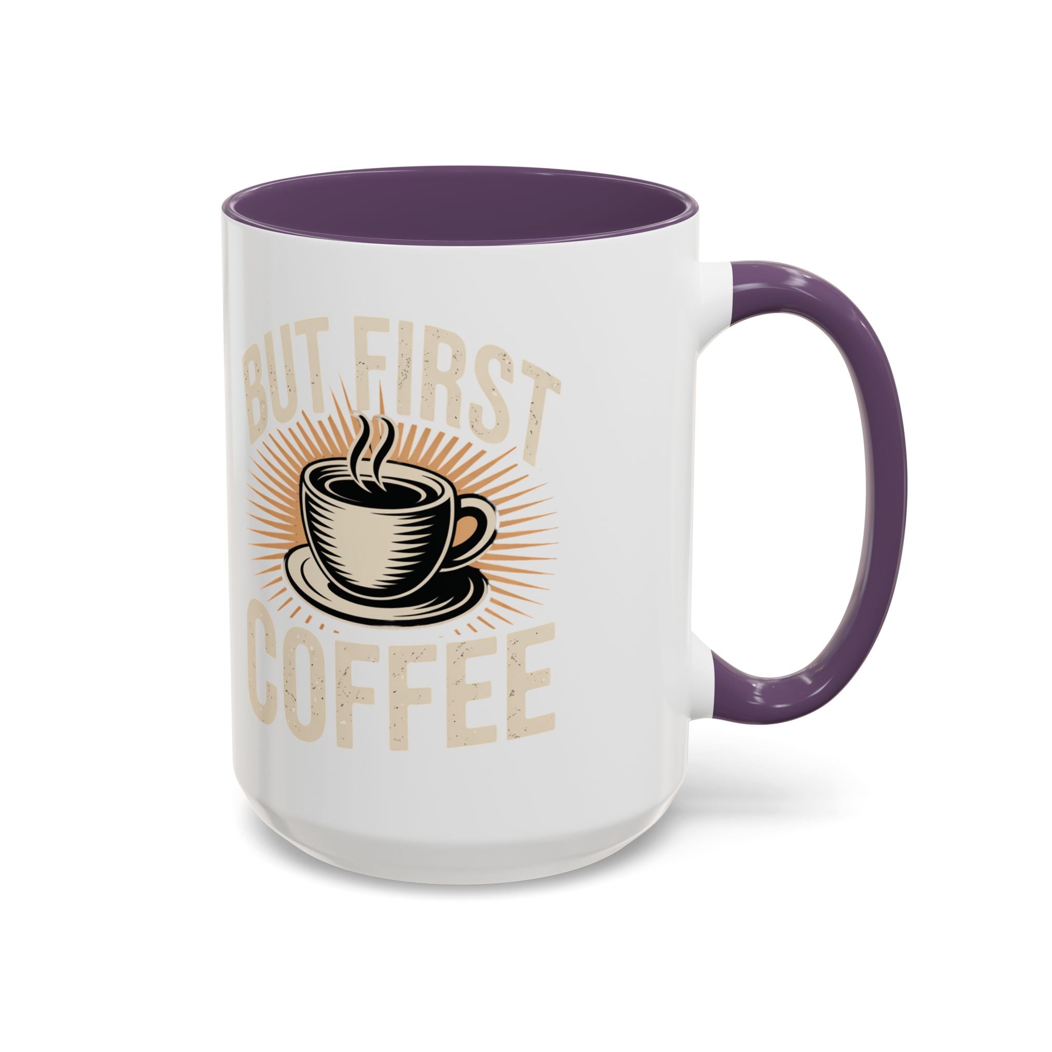 But First Coffee Accent Mug - Retro Coffee Cup 11/15oz