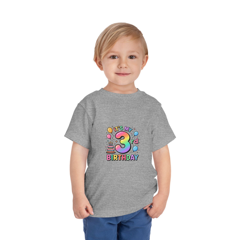 3rd Birthday Toddler Tee — "It's My 3rd Birthday" Colorful Party Shirt