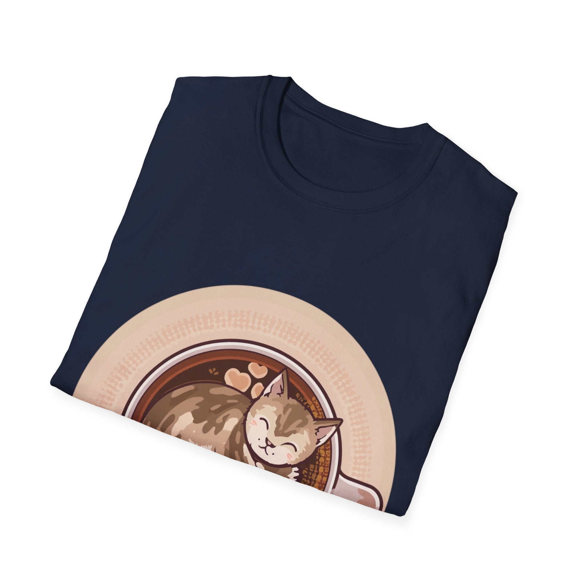 Cat in Coffee Cup T-Shirt — Cute Latte Cat Tee for Cat Lovers & Coffee Fans