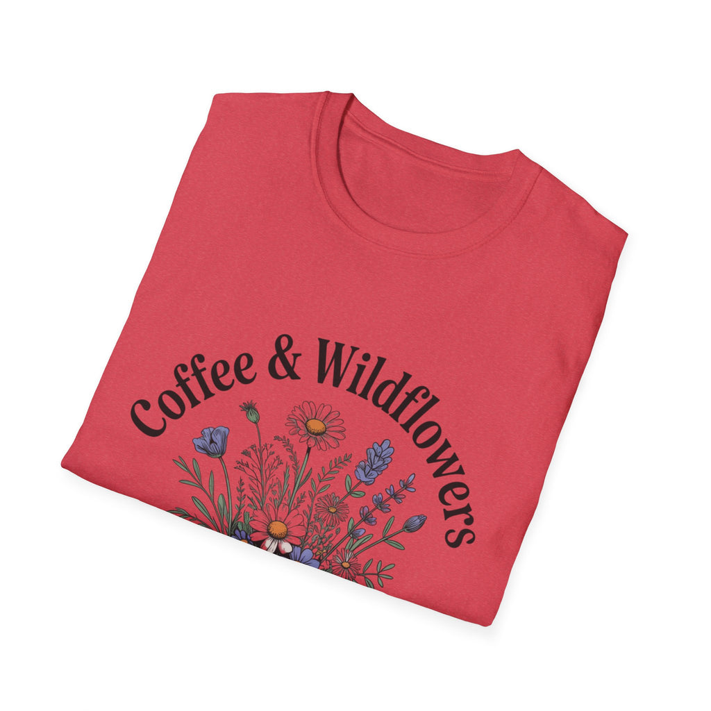 Cute Coffee Lover Floral T-Shirt – Coffee & Wildflowers Design