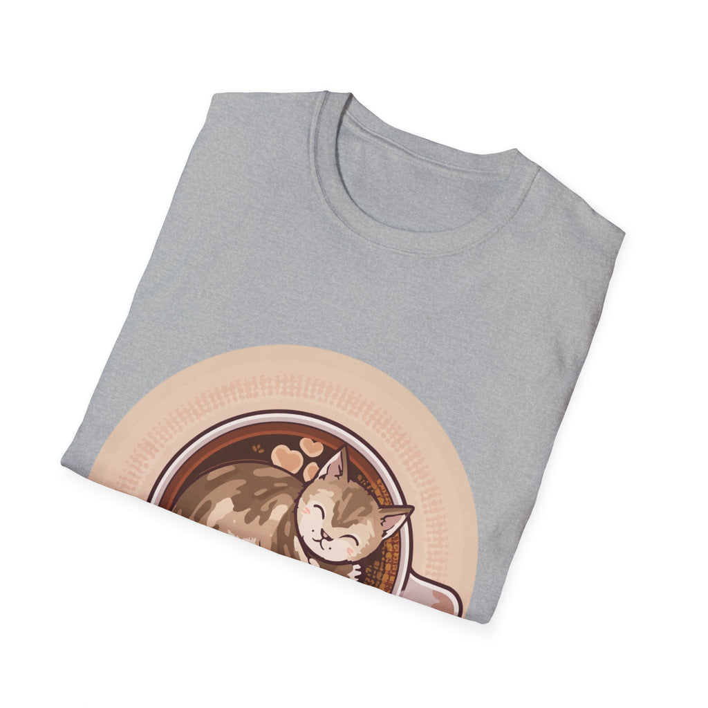 Cat in Coffee Cup T-Shirt — Cute Latte Cat Tee for Cat Lovers & Coffee Fans