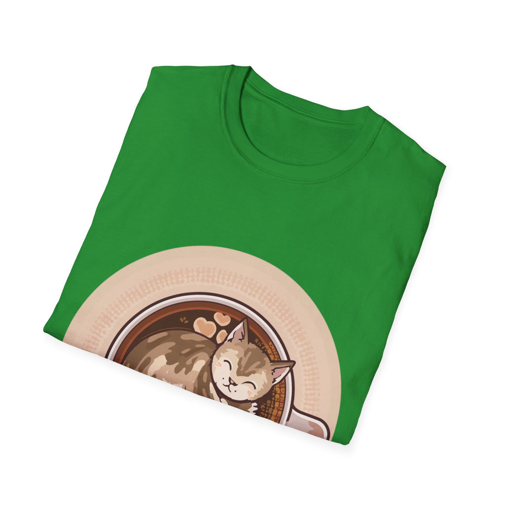 Cat in Coffee Cup T-Shirt — Cute Latte Cat Tee for Cat Lovers & Coffee Fans