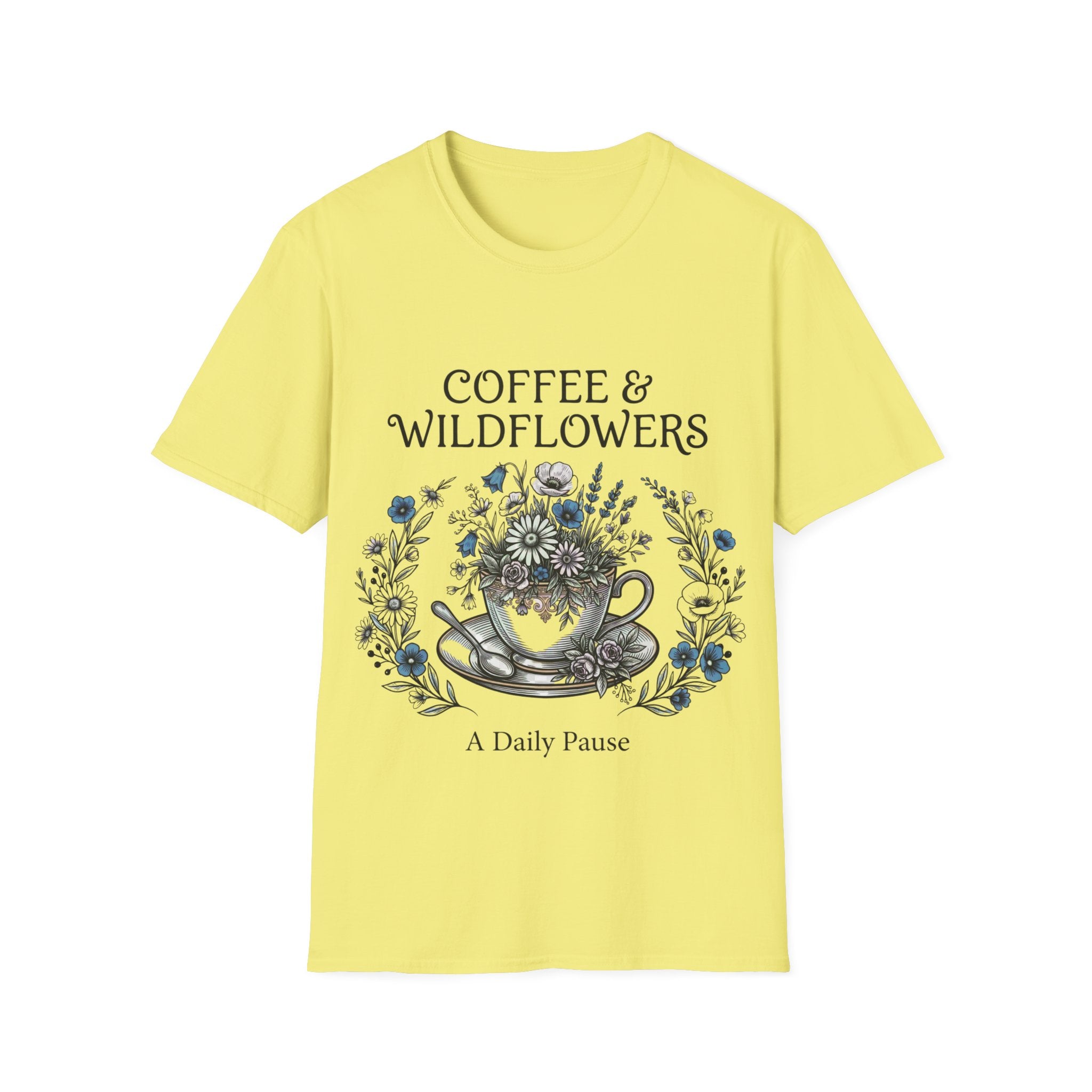 Coffee & Wildflowers T-Shirt – Aesthetic Floral Coffee Lover Shirt