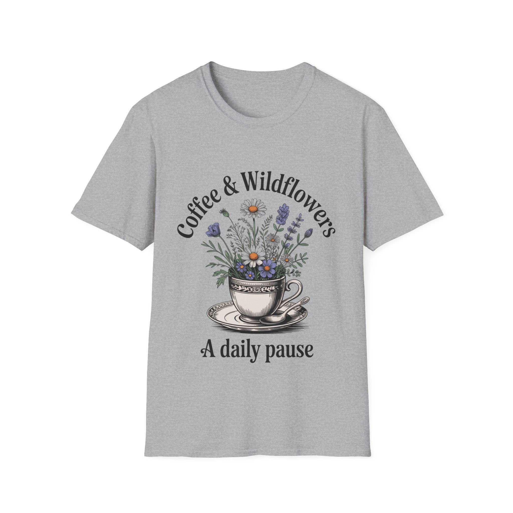 Cute Coffee Lover Floral T-Shirt – Coffee & Wildflowers Design