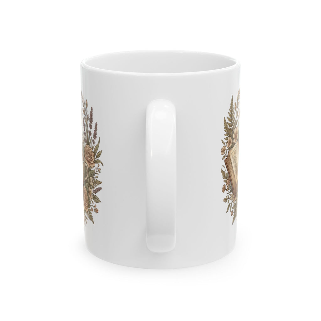 Book Lover Coffee Mug with Floral Design – Cozy Reading Aesthetic Cup – Perfect Gift for Readers