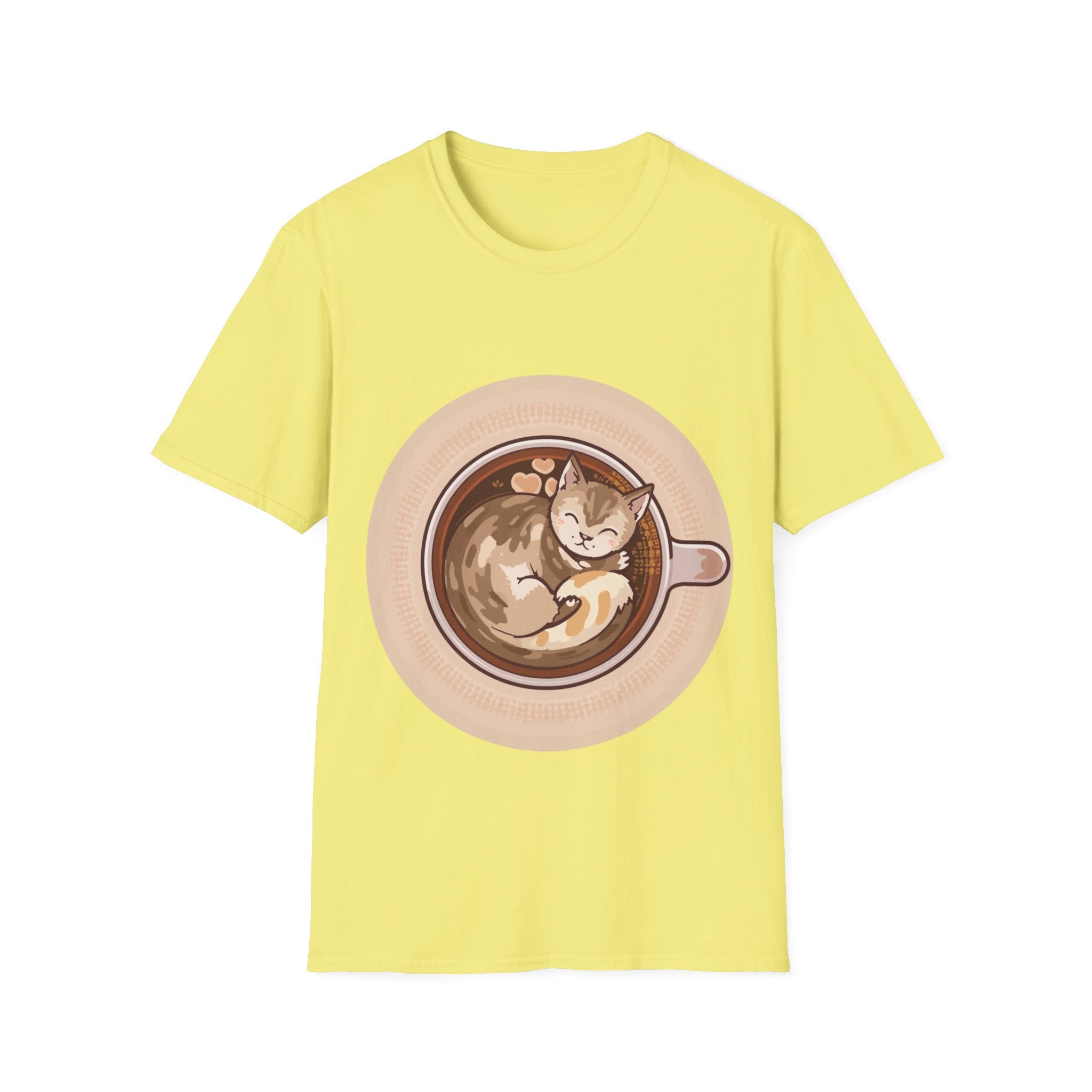 Cat in Coffee Cup T-Shirt — Cute Latte Cat Tee for Cat Lovers & Coffee Fans