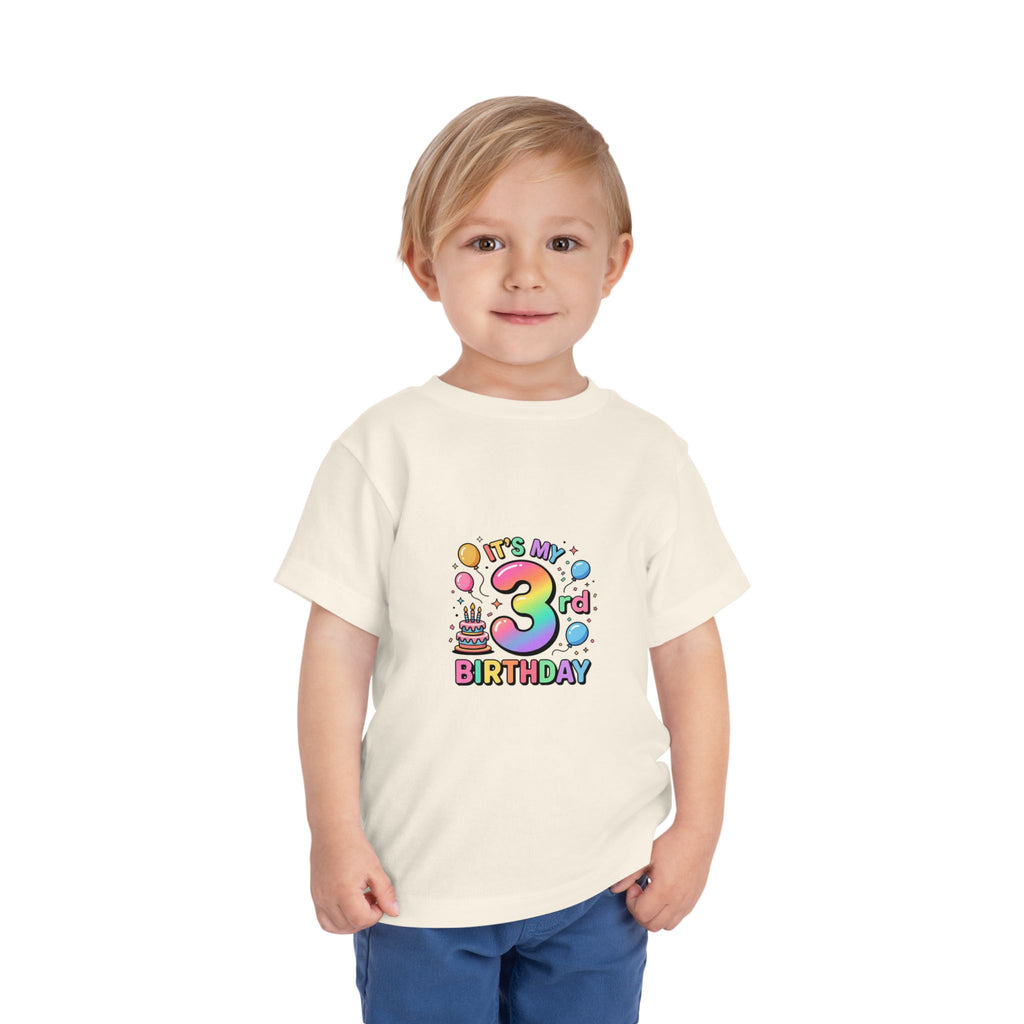 3rd Birthday Toddler Tee — "It's My 3rd Birthday" Colorful Party Shirt