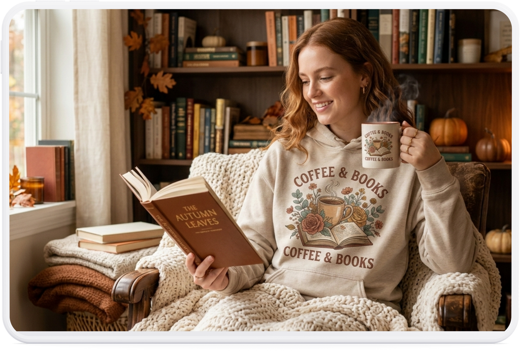 Enamel Mug — "Coffee & Books" Floral Camp Cup