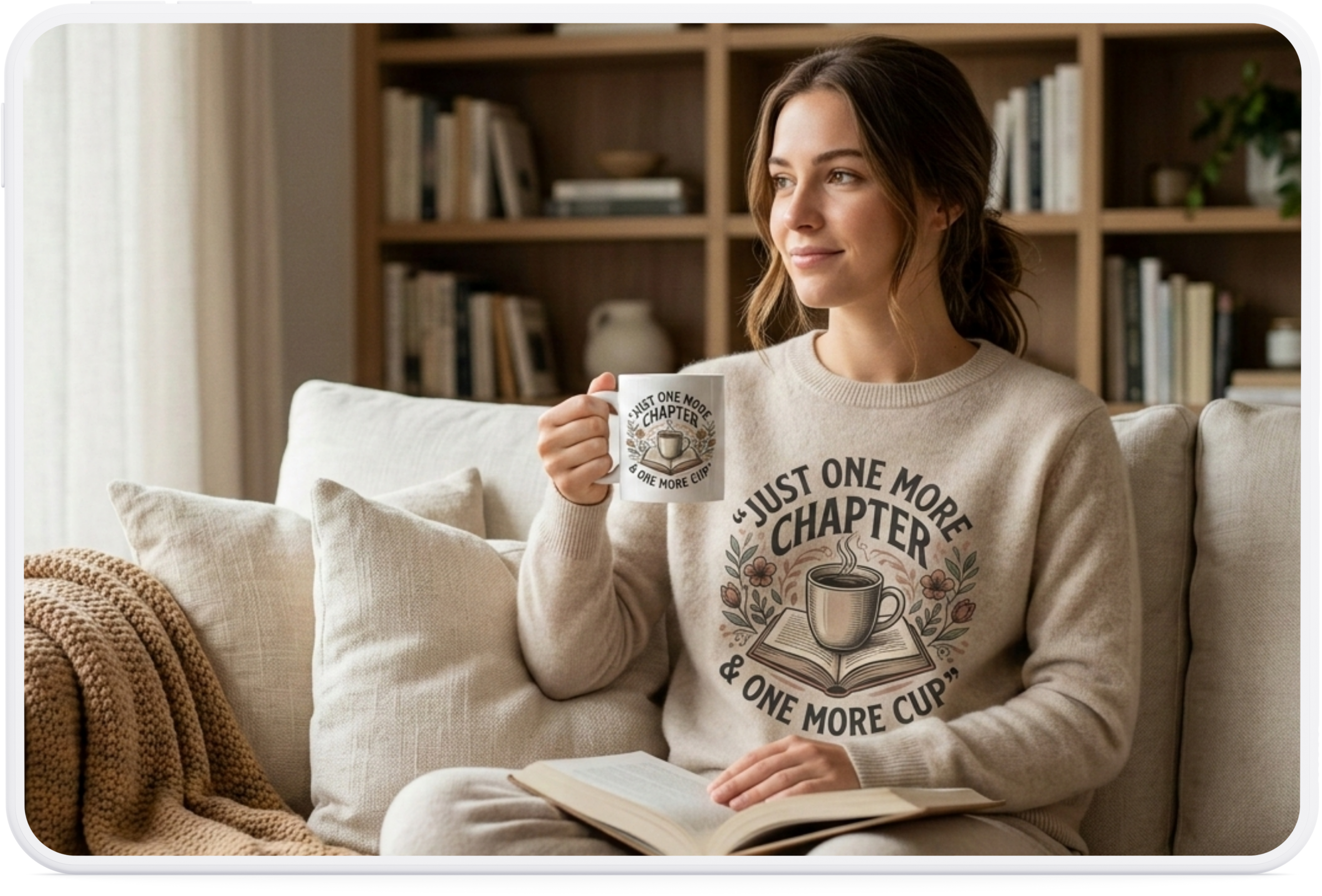 Coffee Mug — “Just One More Chapter & One More Cup” Book Lover Accent Mug