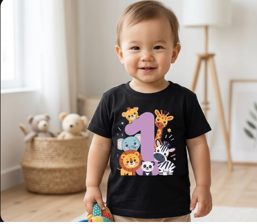 1st Birthday Jungle Animals Infant Tee — Cute Safari Number One Shirt for Baby