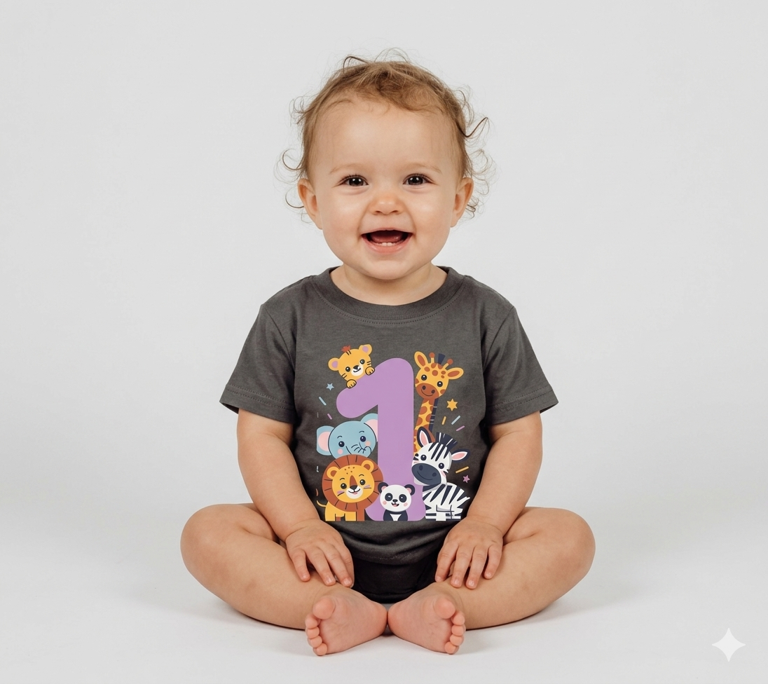 1st Birthday Jungle Animals Infant Tee — Cute Safari Number One Shirt for Baby