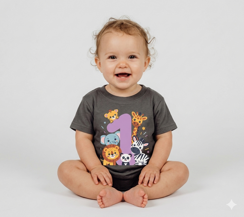 1st Birthday Jungle Animals Infant Tee — Cute Safari Number One Shirt for Baby