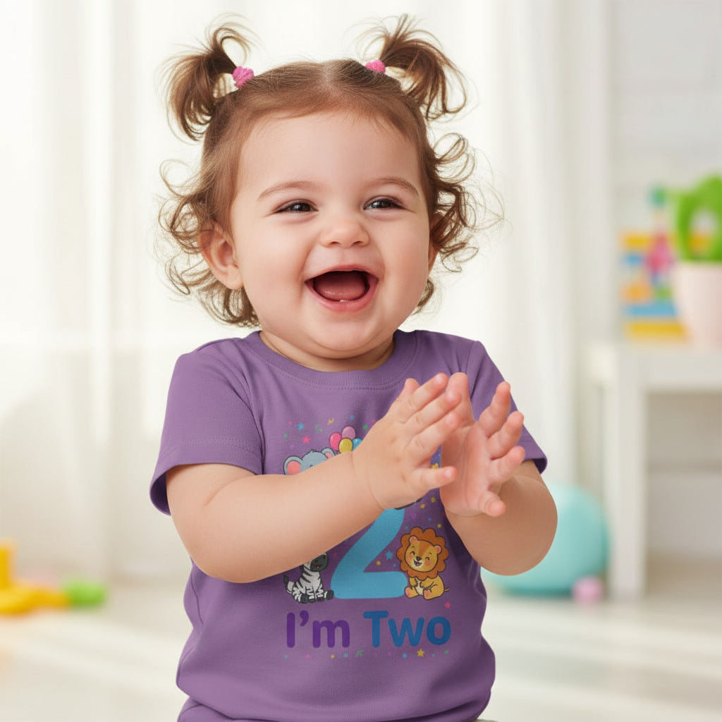 Toddler Tee - "I'm Two" Cute Safari Animals 2nd Birthday Shirt