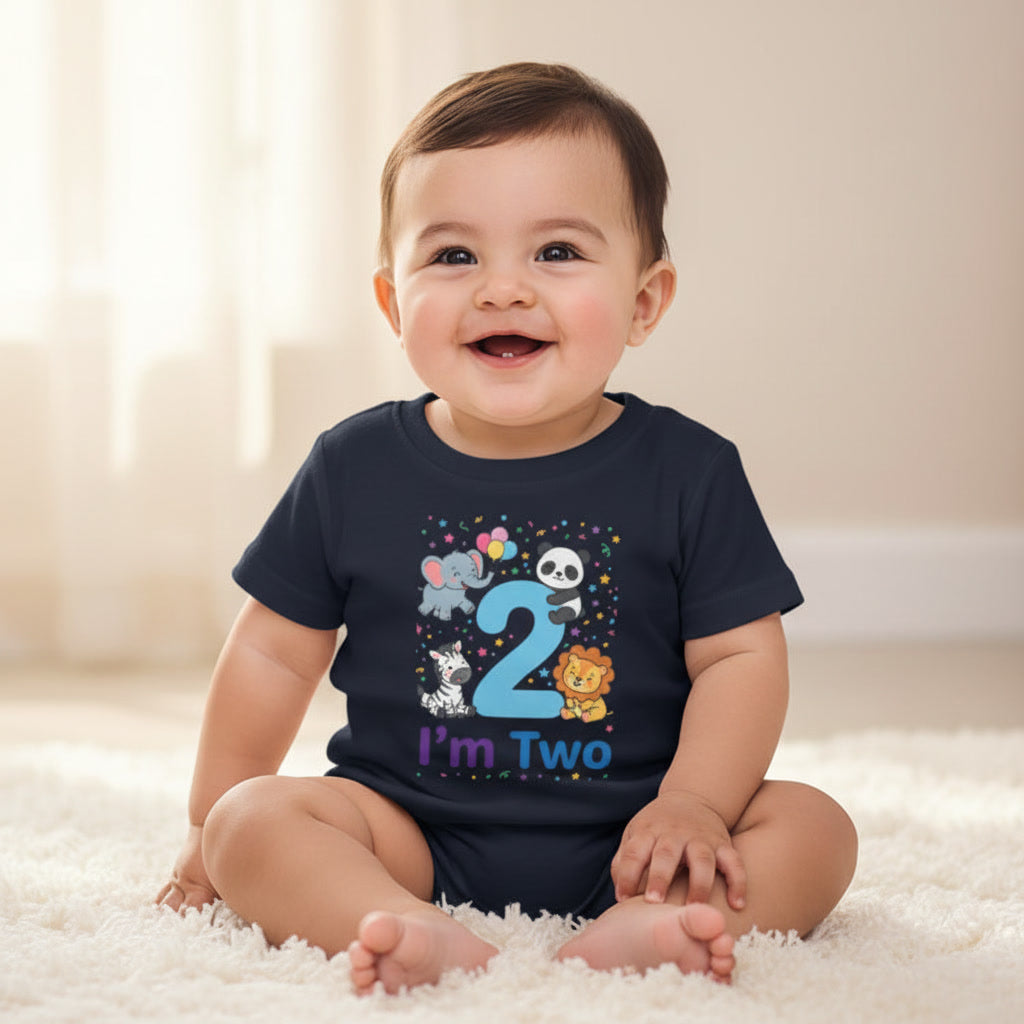 Toddler Tee - "I'm Two" Cute Safari Animals 2nd Birthday Shirt