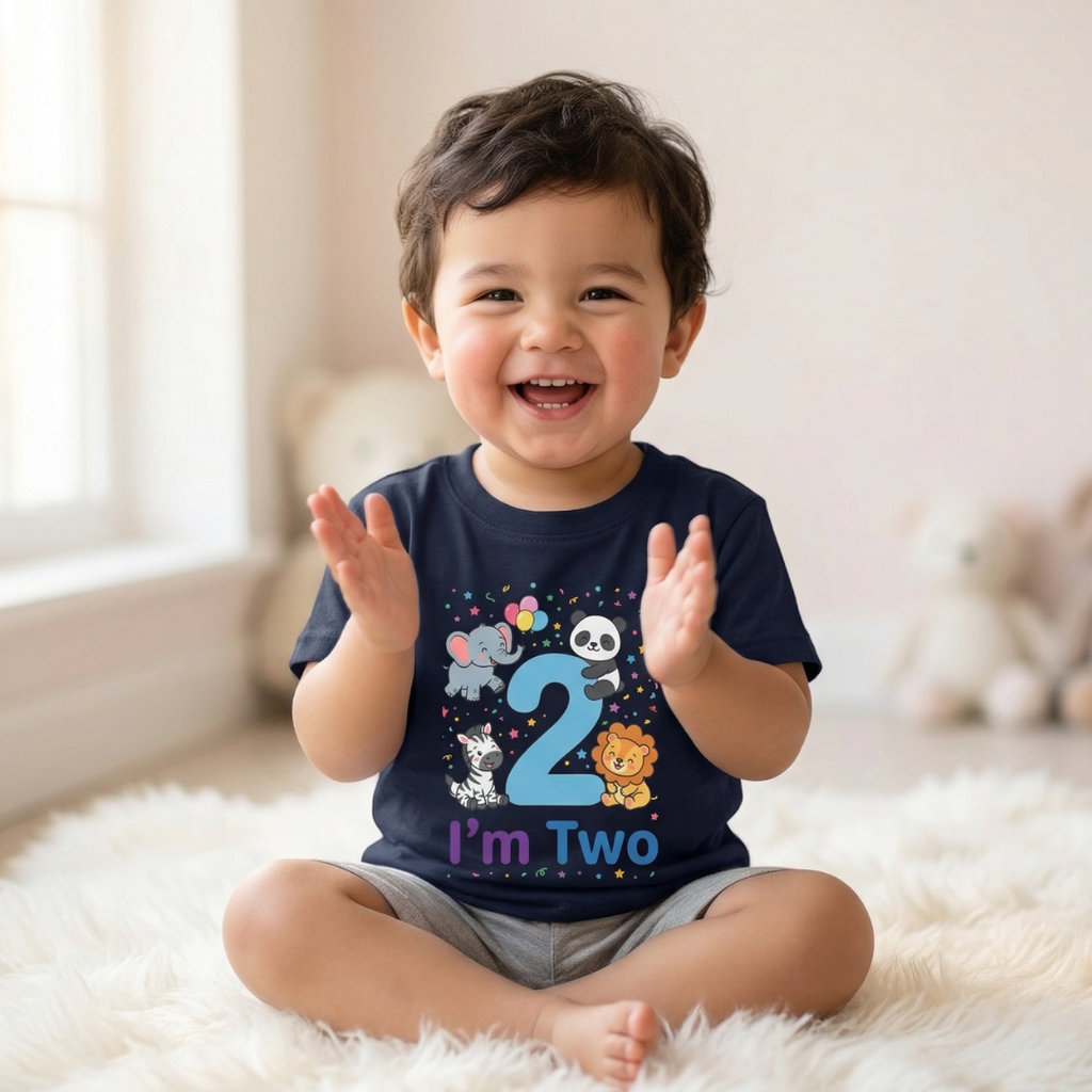 Toddler Tee - "I'm Two" Cute Safari Animals 2nd Birthday Shirt