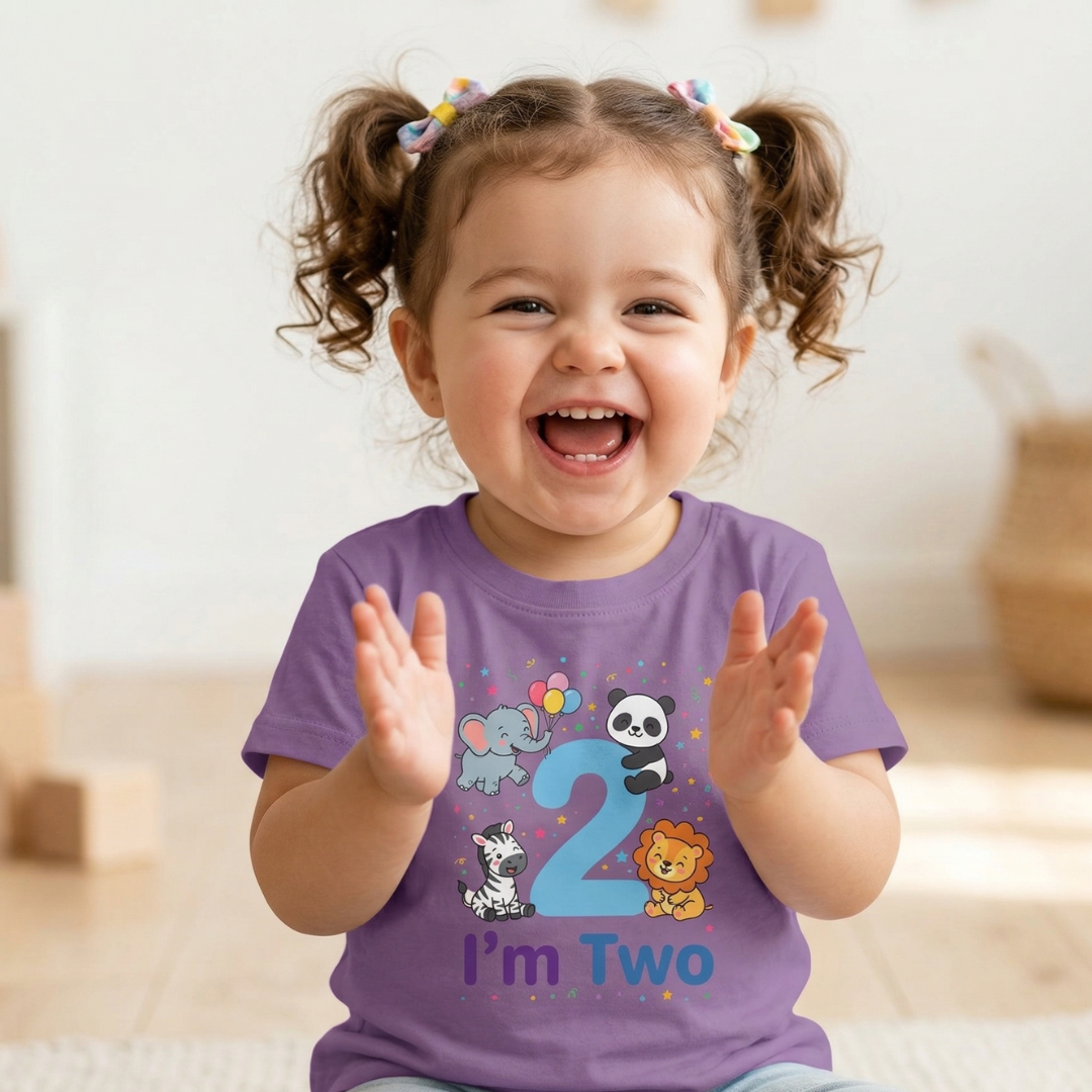 Toddler Tee - "I'm Two" Cute Safari Animals 2nd Birthday Shirt