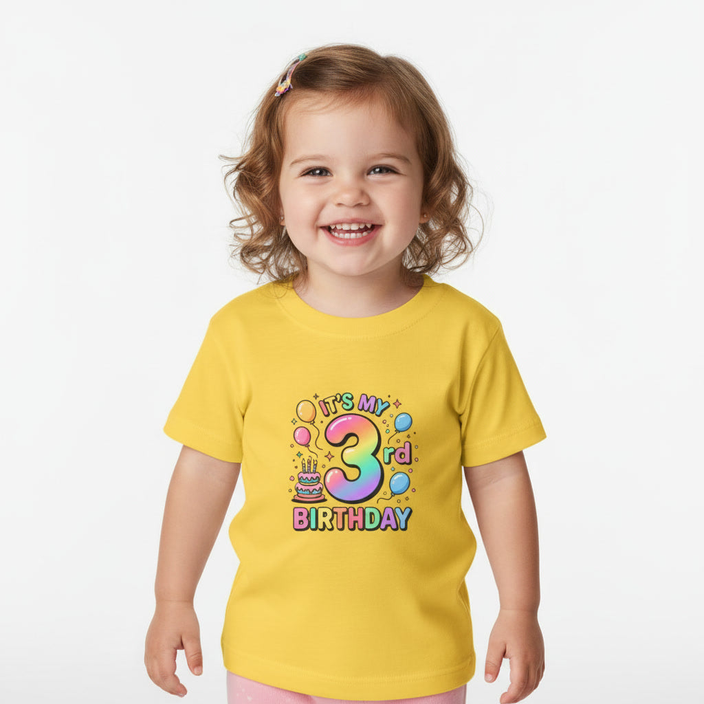 3rd Birthday Toddler Tee — "It's My 3rd Birthday" Colorful Party Shirt