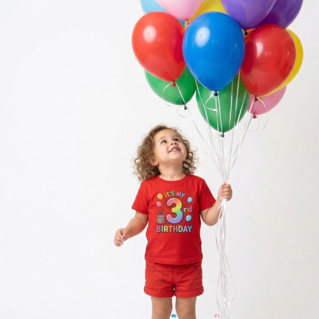 3rd Birthday Toddler Tee — "It's My 3rd Birthday" Colorful Party Shirt