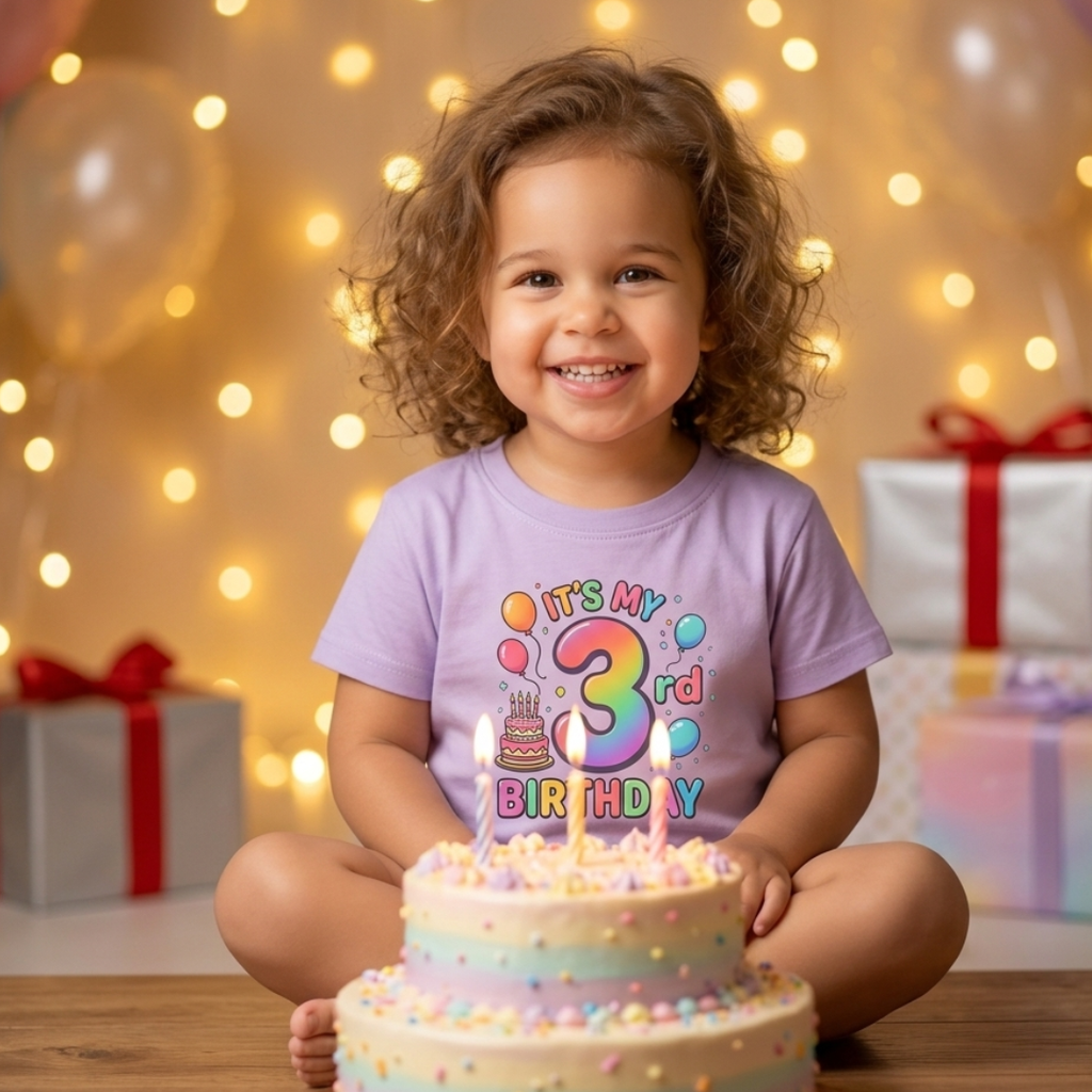3rd Birthday Toddler Tee — "It's My 3rd Birthday" Colorful Party Shirt