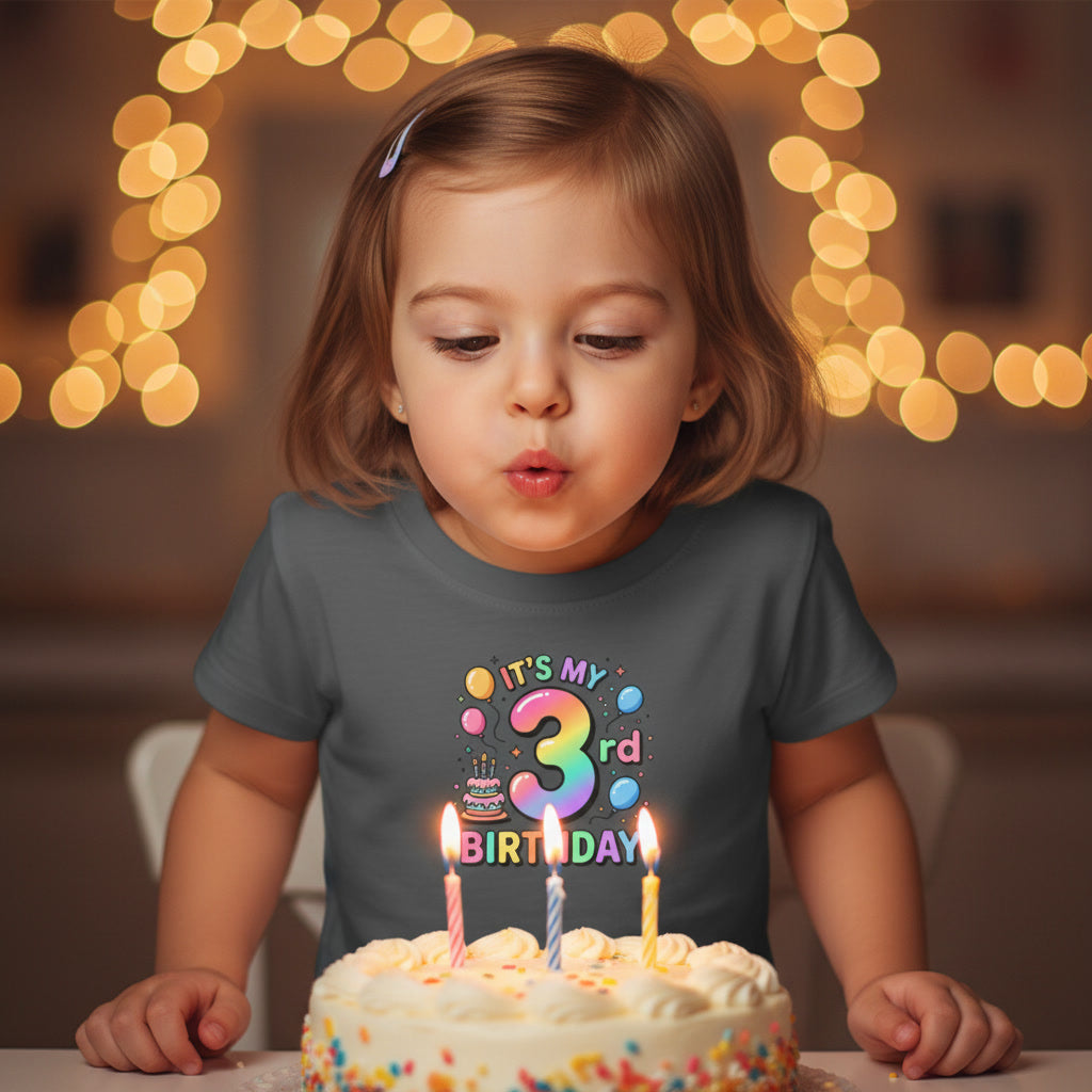 3rd Birthday Toddler Tee — "It's My 3rd Birthday" Colorful Party Shirt