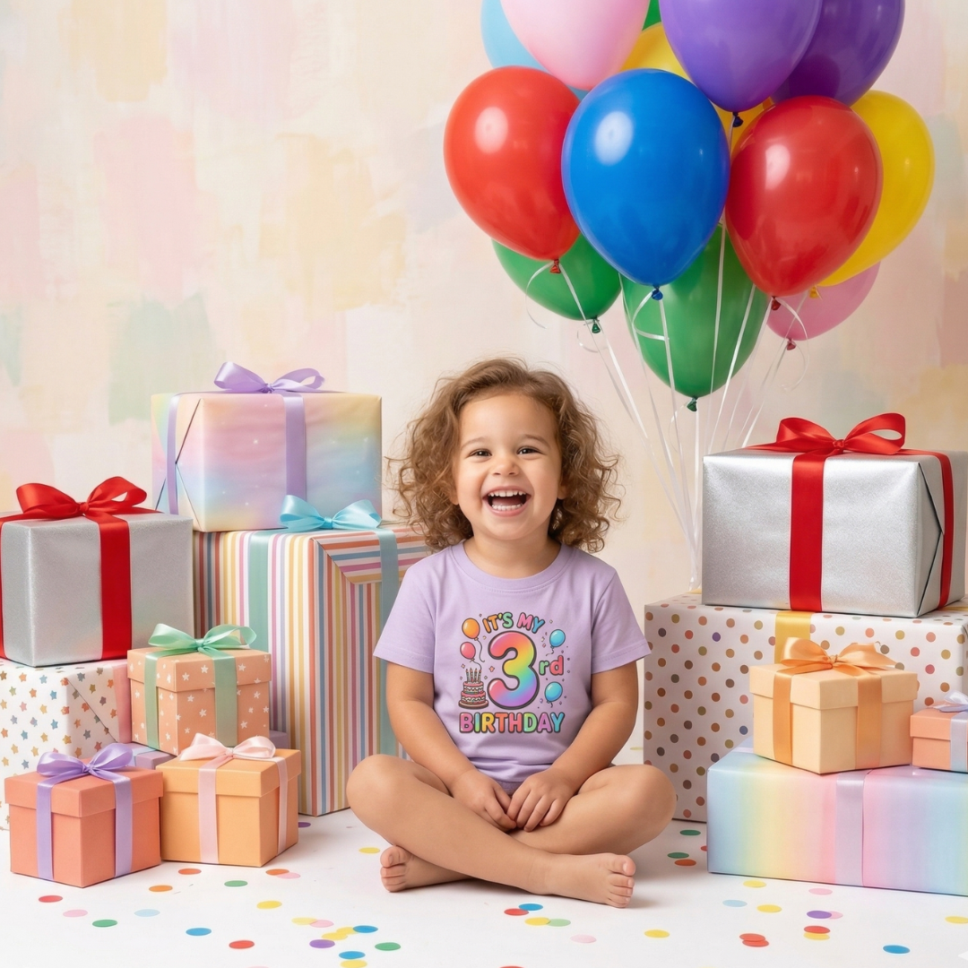 3rd Birthday Toddler Tee — "It's My 3rd Birthday" Colorful Party Shirt