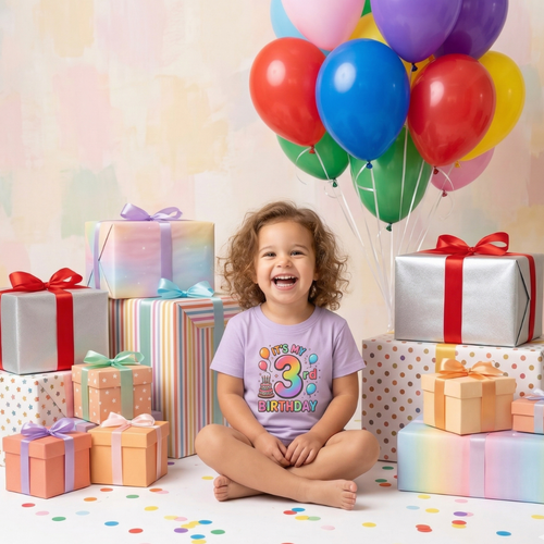 3rd Birthday Toddler Tee — "It's My 3rd Birthday" Colorful Party Shirt