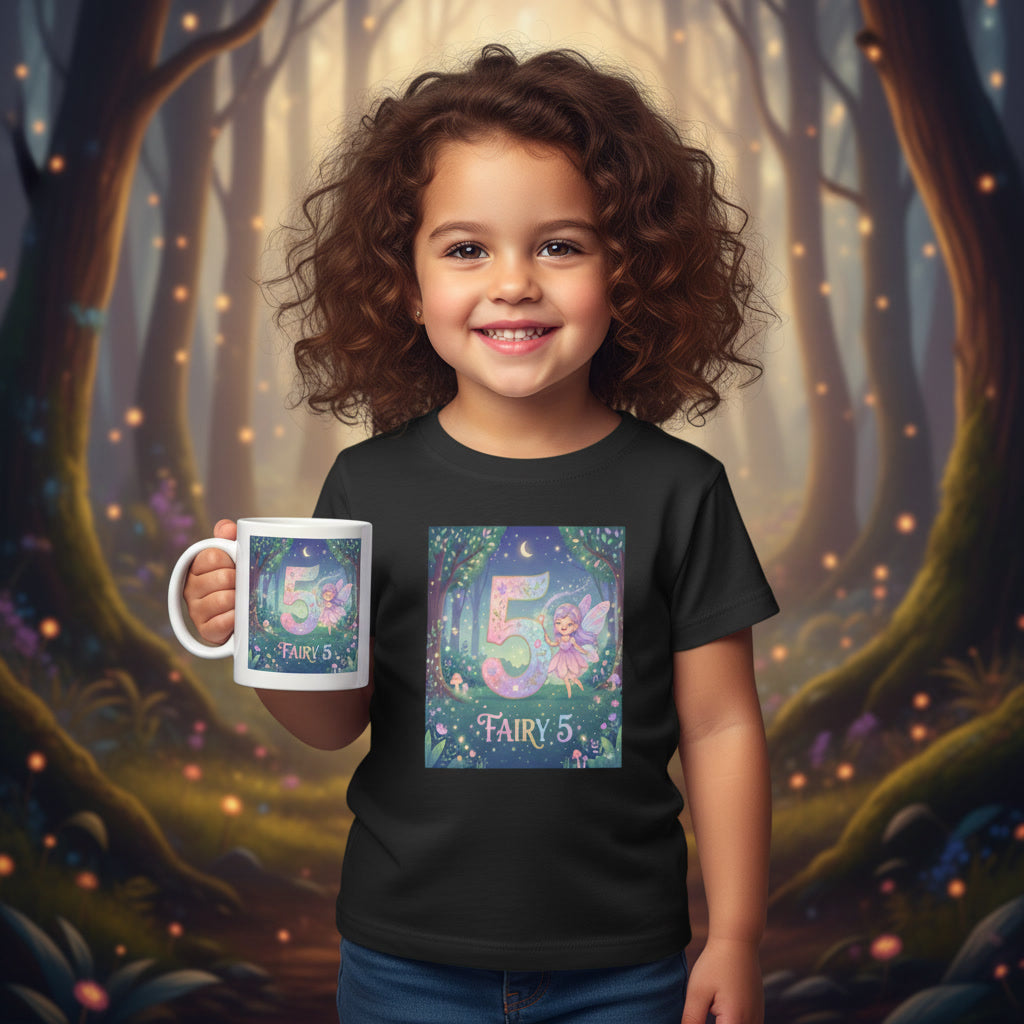 Fairy 5 Toddler Tee — Magical Birthday Number 5 Shirt