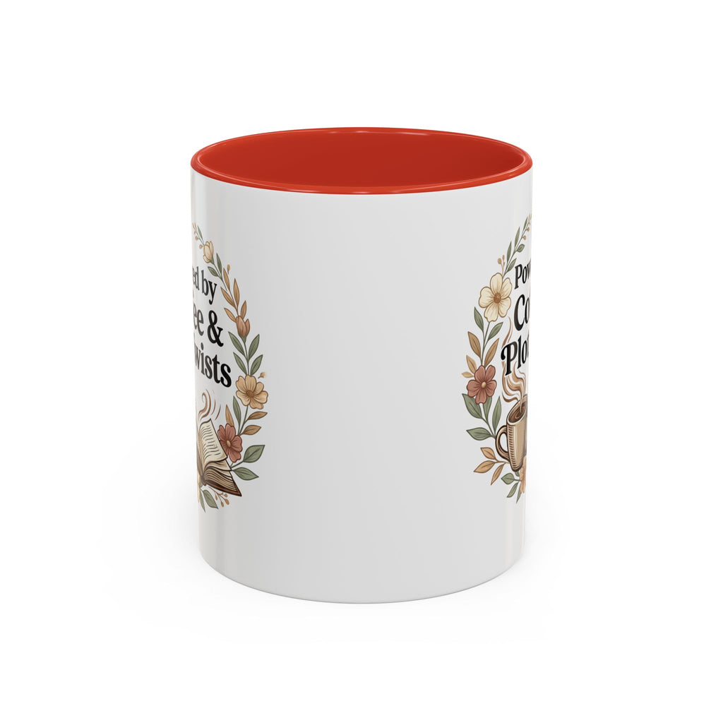 Coffee Mug — “Powered by Coffee & Plot Twists” Floral Book Lover Mug (11/15oz)