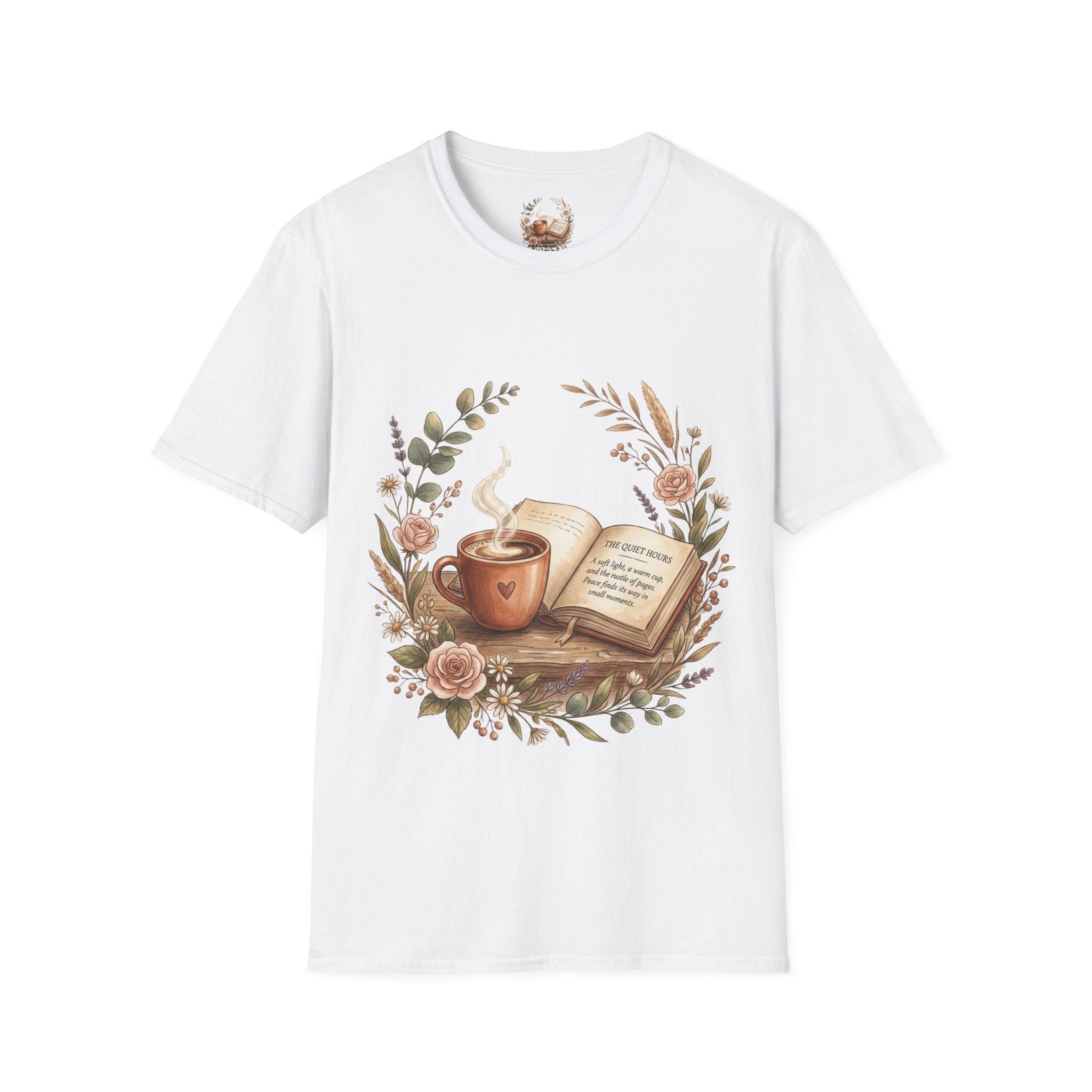 Coffee & Books Aesthetic T-Shirt – Vintage Floral Reading Lover Gift