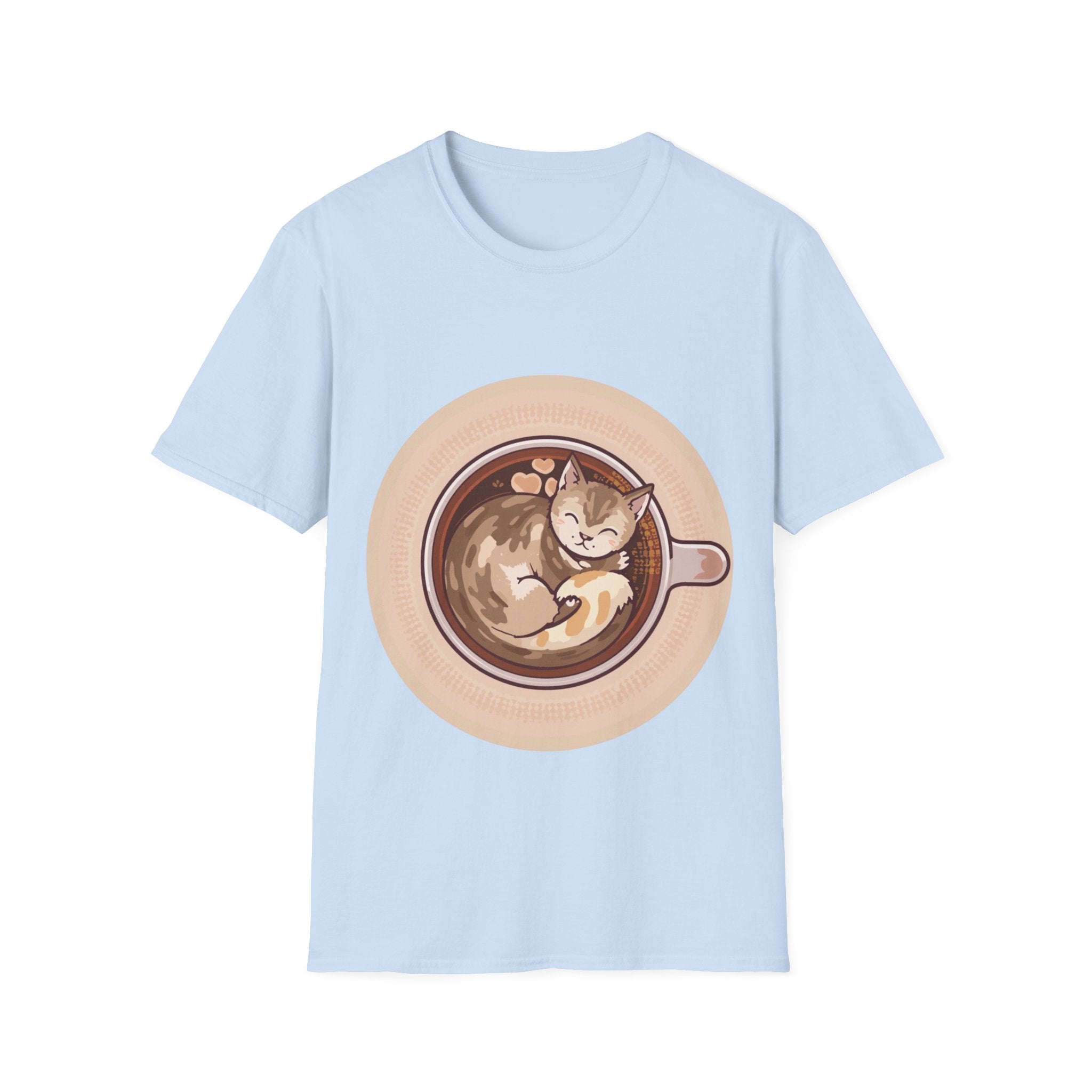 Cat in Coffee Cup T-Shirt — Cute Latte Cat Tee for Cat Lovers & Coffee Fans