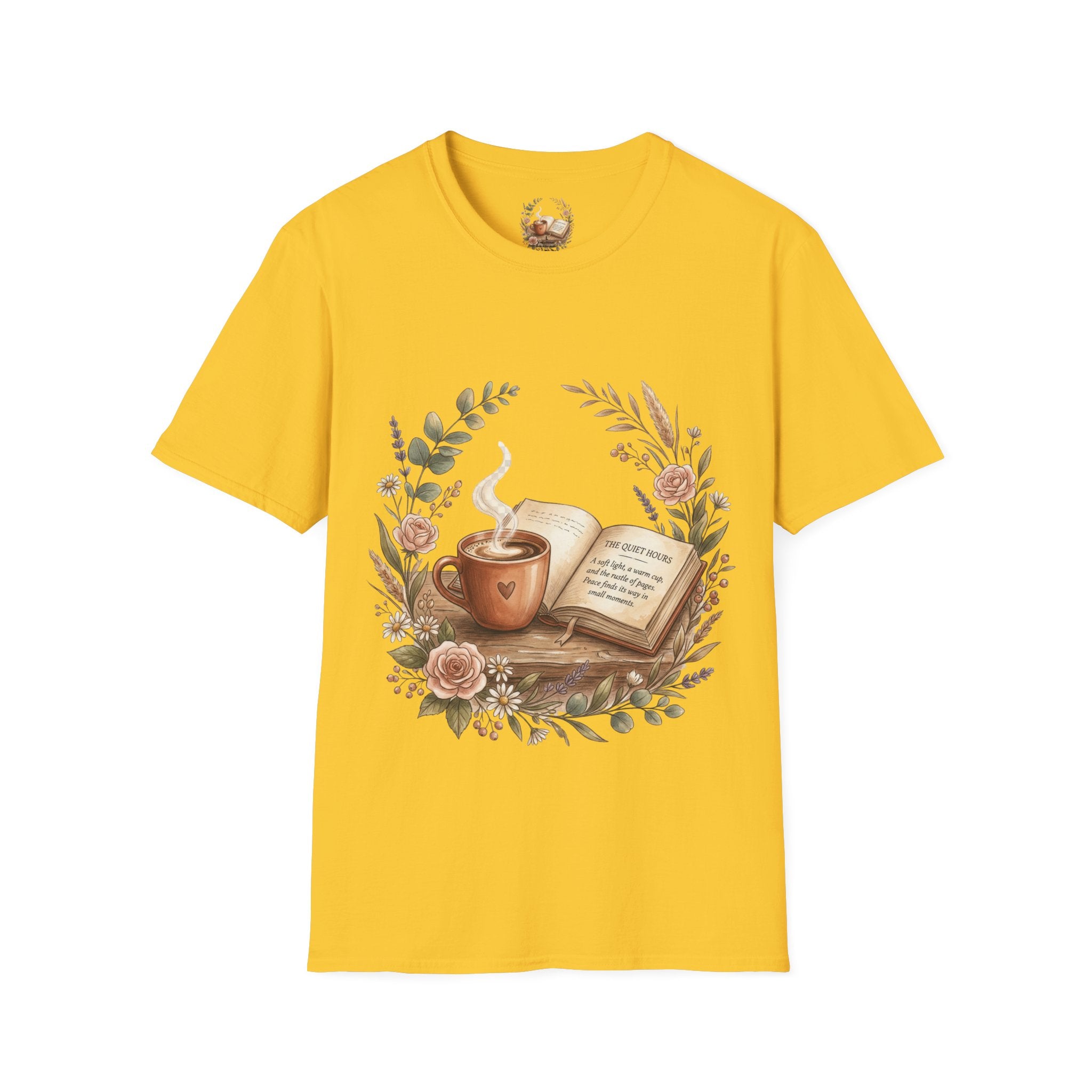 Coffee & Books Aesthetic T-Shirt – Vintage Floral Reading Lover Gift