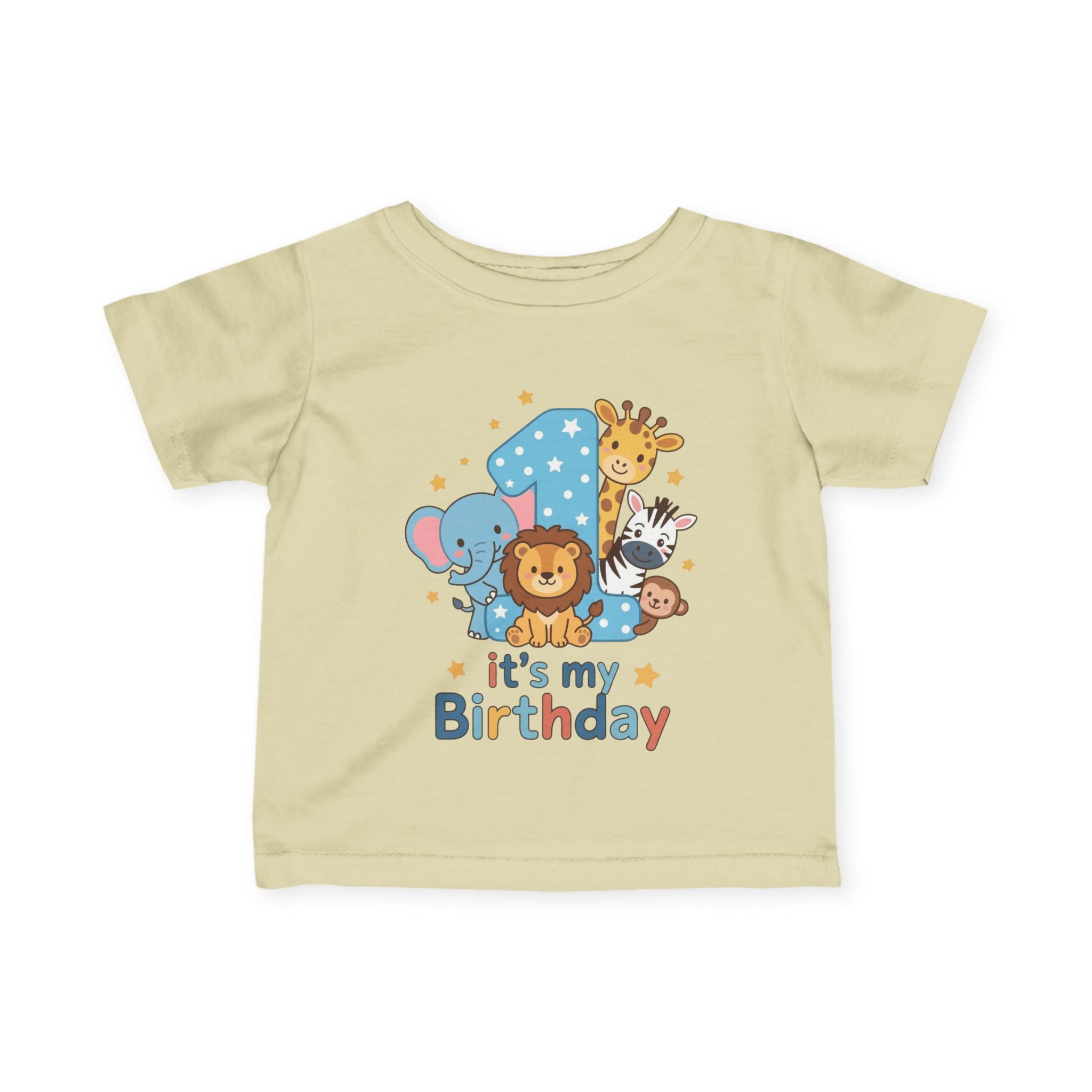 1st Birthday Infant Tee - Cute Safari Animals "It's My Birthday"