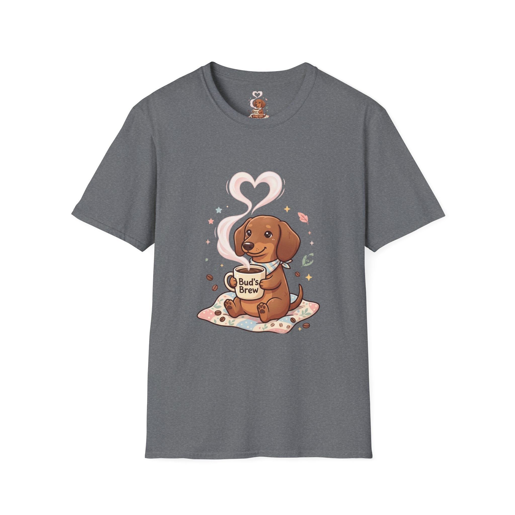 )  Cute Dachshund Coffee Lover T-Shirt – Bud’s Brew Puppy Shirt | Funny Dog Lover Gift | Coffee Lover Graphic Tee