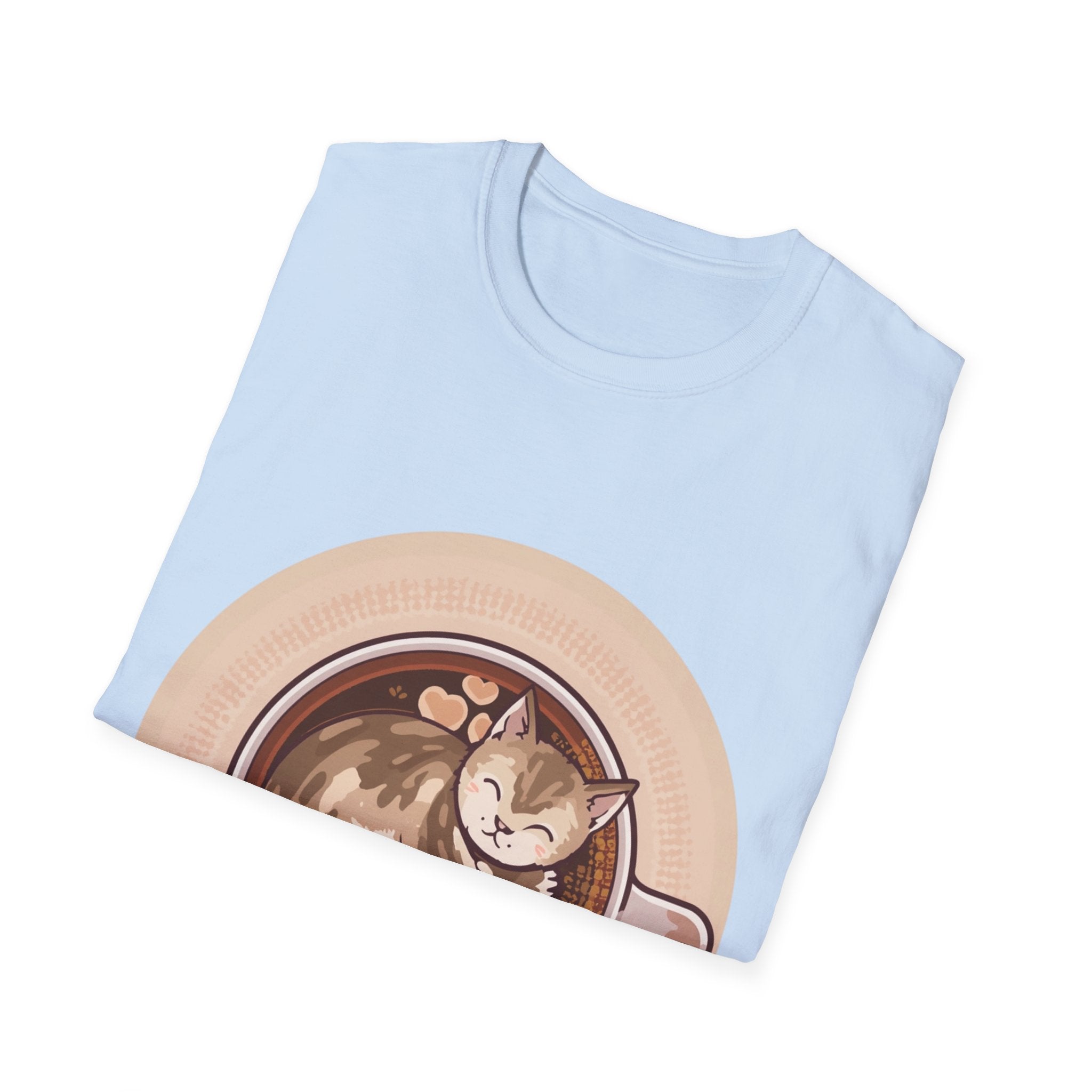 Cat in Coffee Cup T-Shirt — Cute Latte Cat Tee for Cat Lovers & Coffee Fans