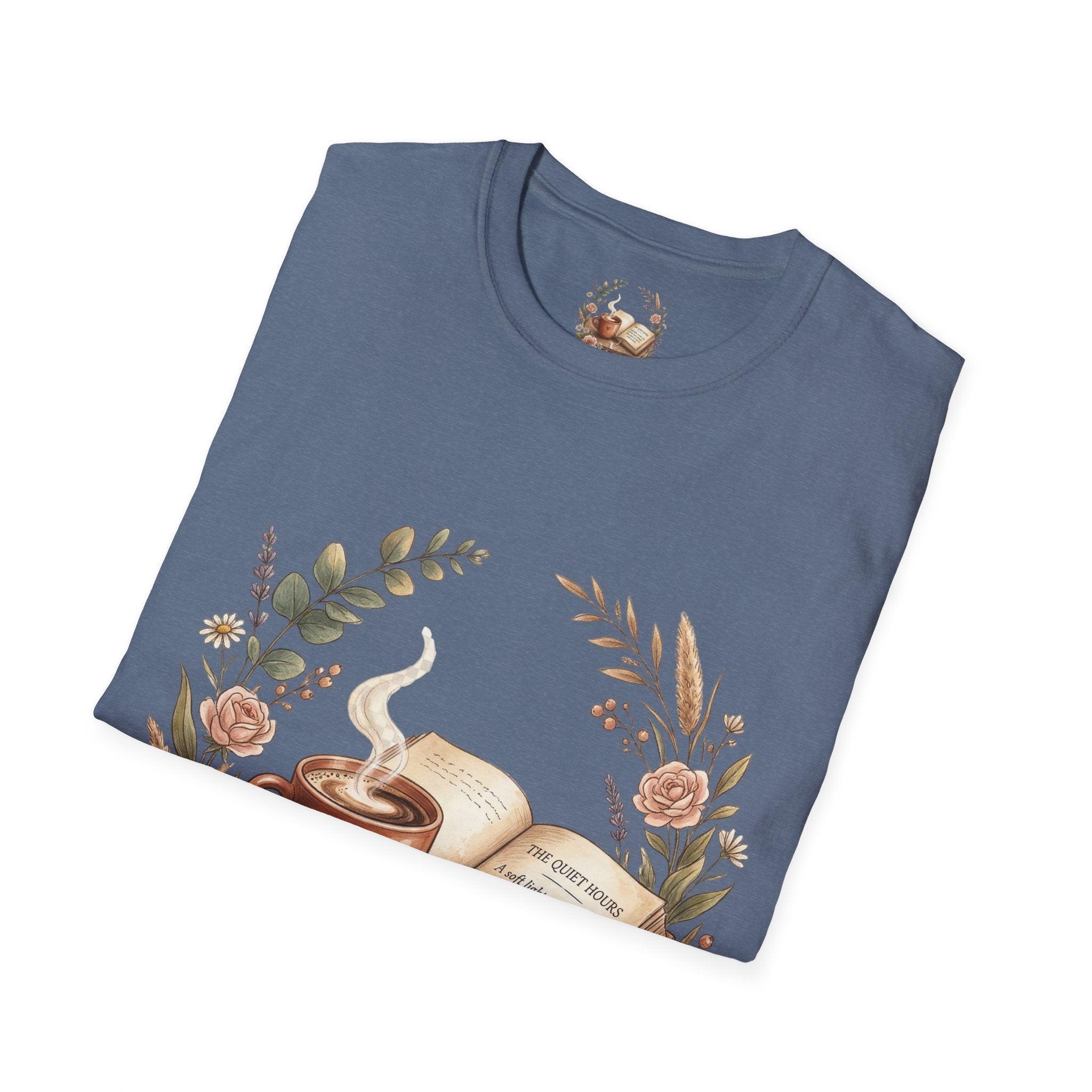 Coffee & Books Aesthetic T-Shirt – Vintage Floral Reading Lover Gift
