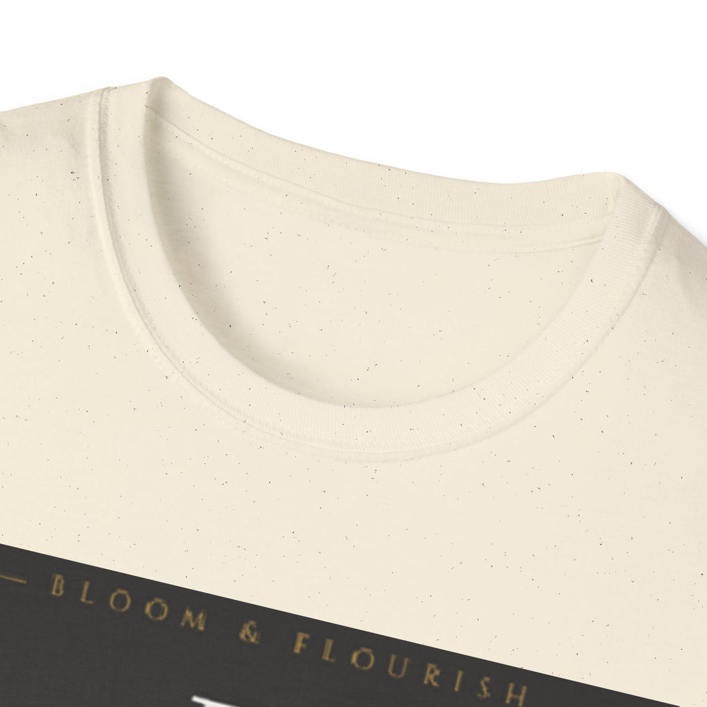 In Bloom T-Shirt — Botanical Graphic Tee with Green Lettering