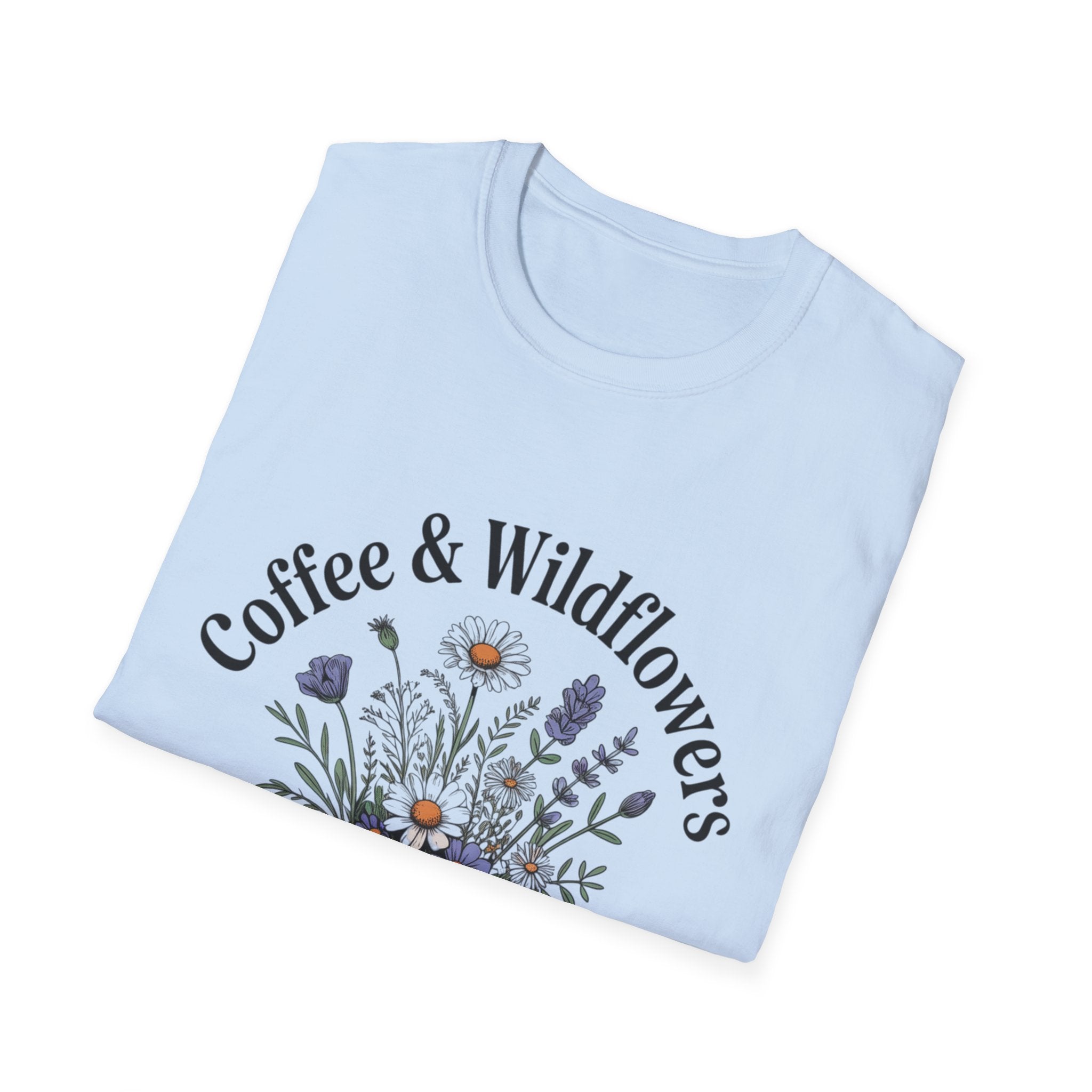 Cute Coffee Lover Floral T-Shirt – Coffee & Wildflowers Design